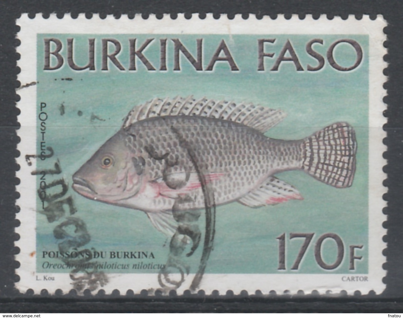 Burkina Faso, Fish, Nile Tilapia, 2001, VFU - Burkina Faso (1984-...)