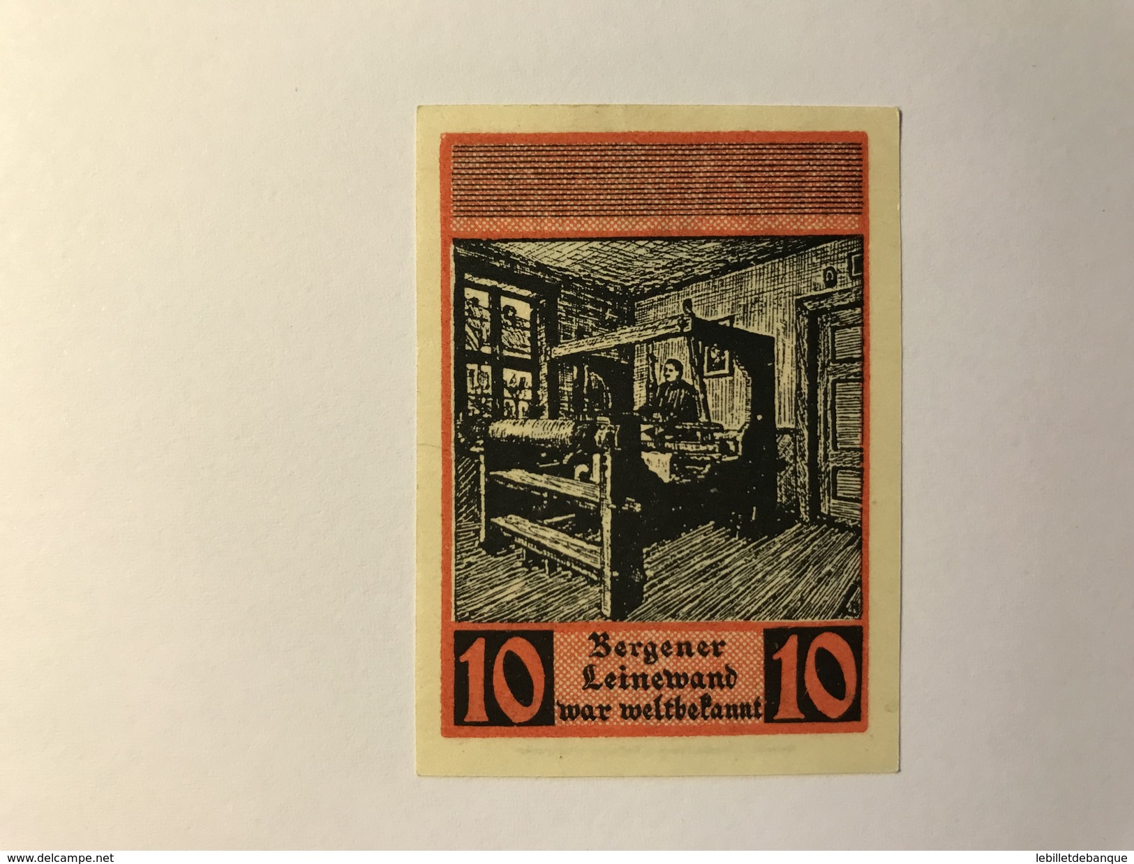 Allemagne Notgeld Bergen 10 Pfennig - Collections