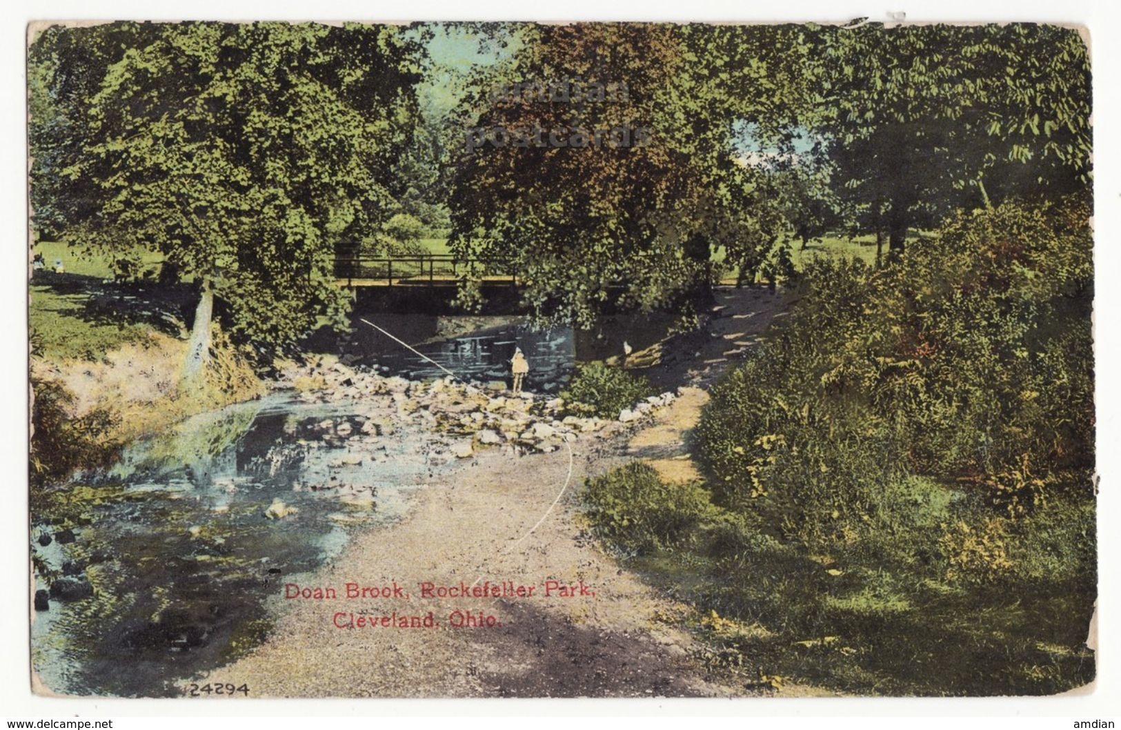 USA, Cleveland OH, Rockfeller Park, Doan Brook, Antique 1900s Vintage Ohio Postcard M8575 - Cleveland