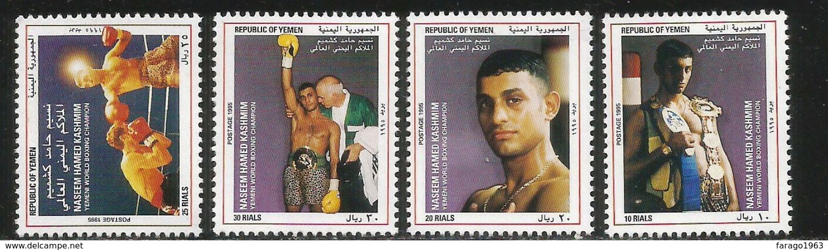 1995 Yemen Boxing Champion  Complete Set Of 4  + Souvenir Sheet MNH - Yémen