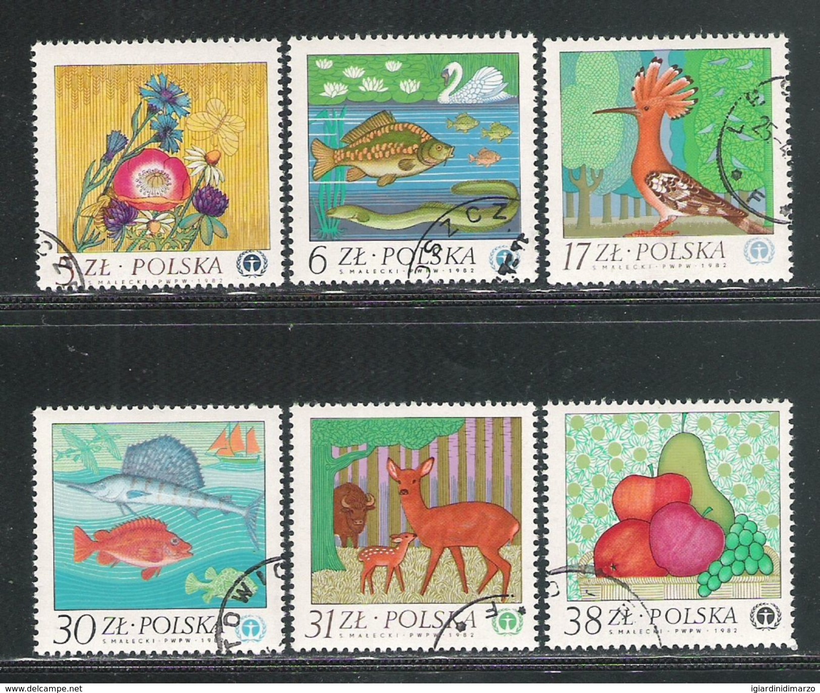 POLONIA -1982- Serie Di 6 Valori Obliterati -PROTEZIONE DELL' AMBIENTE - FLORA E FAUNA - In Buone Condizioni. - Gebraucht