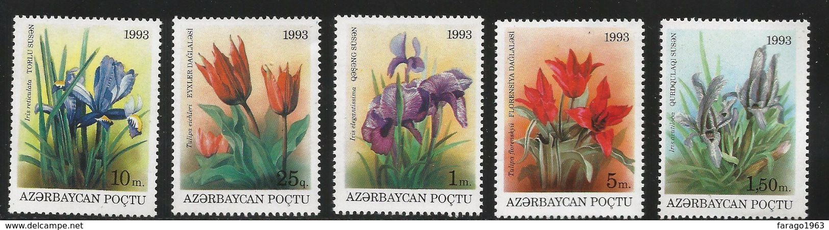 1993 Azerbaijan Flowers Complete Set Of 6 (one Not Shown) + Souvenir Sheet  MNH - Sonstige & Ohne Zuordnung