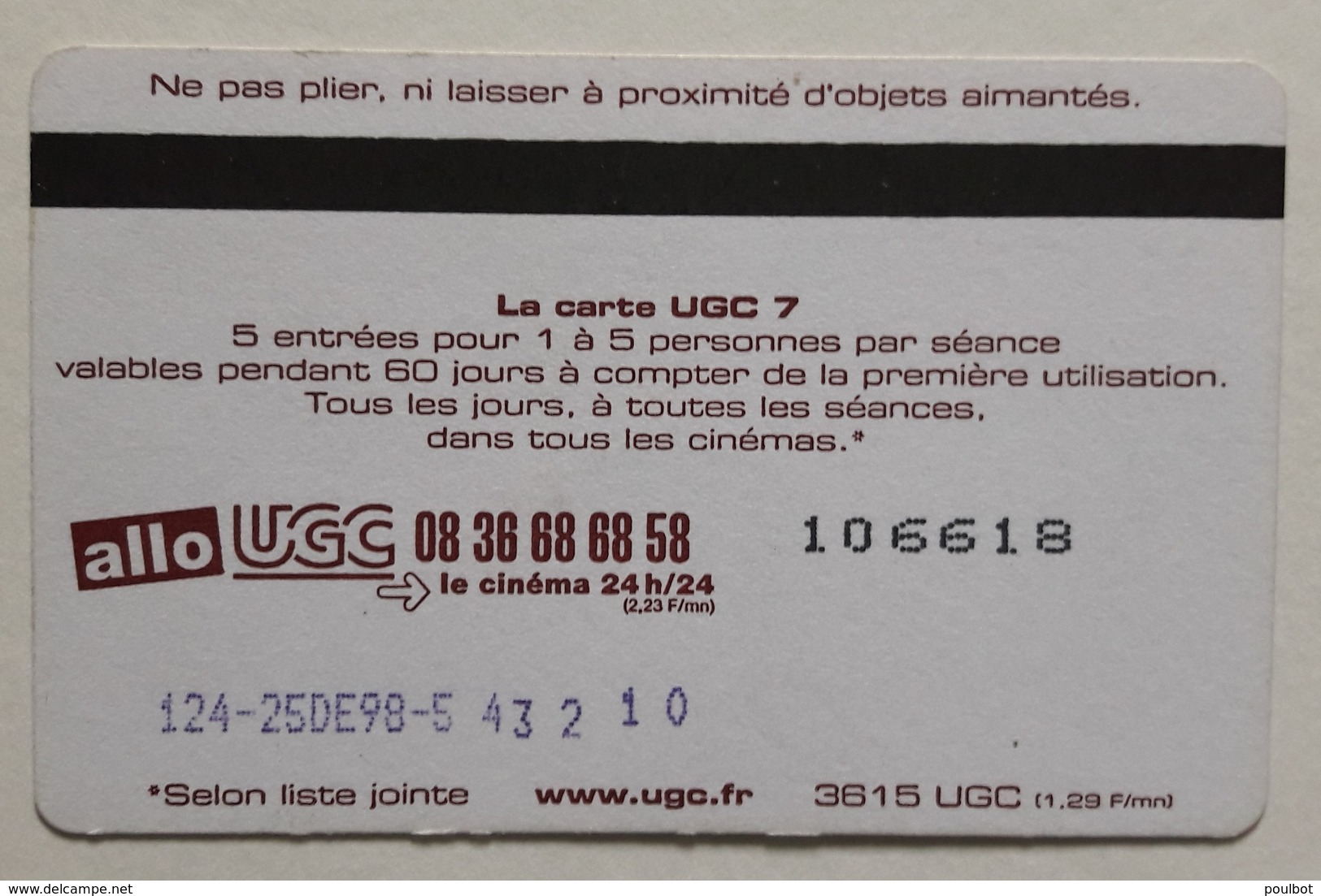 France Carte Cinéma UGC 7 Rouge Scan Recto Verso - Cinécartes