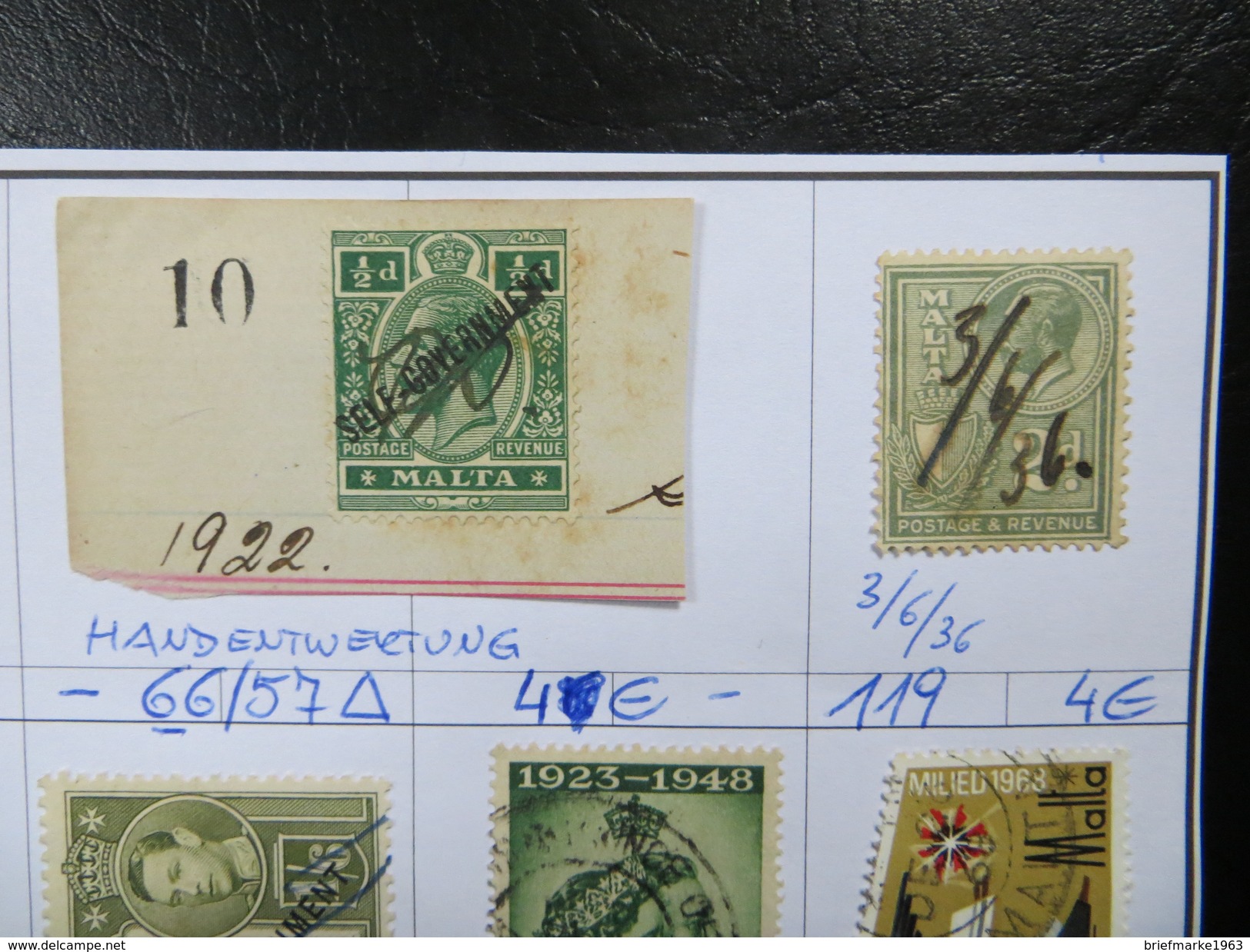 1920-30  " Handentwertung " 7 Werte, Gestempelt  LOT 901 - Malta