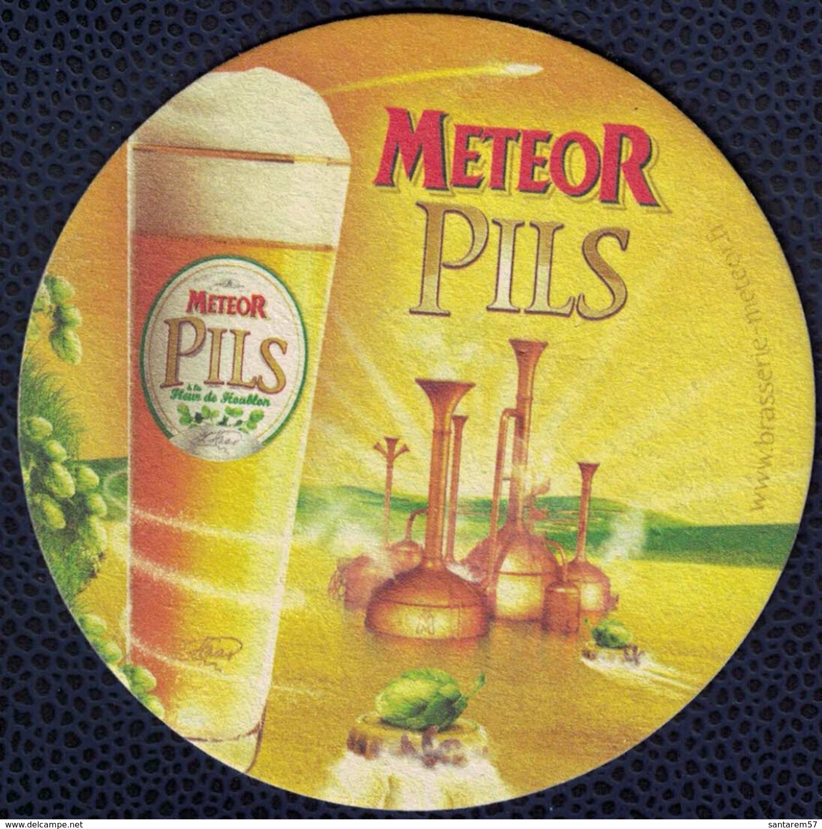 France SB Sous Bock Bière Beer Mat Meteor Pils à La Fleur De Houblon - Sous-bocks