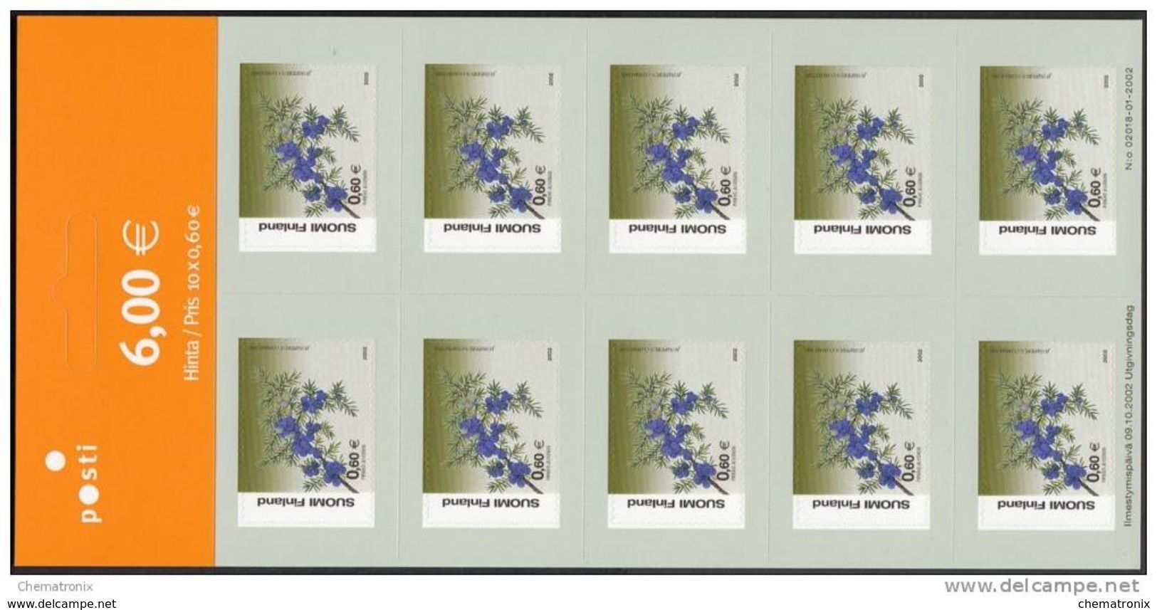 Finlandia 2002 - Enebro - Pliego De 10 - MNH ** - Unused Stamps