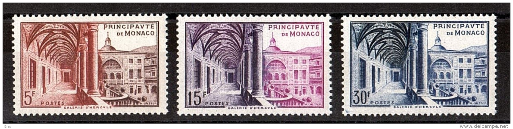 Monaco - 1952 - N° 383 à 385 - Neufs ** - Musée Postal - Galerie D'Hercule - Neufs