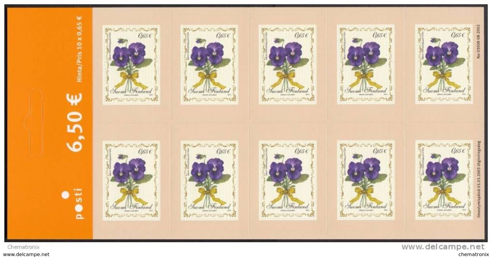 Finlandia 2003 - Violeta - Pliego De 10 - MNH ** - Unused Stamps