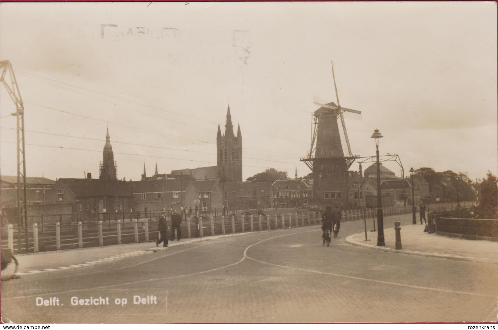 Delft Gezicht Op Delft Fotokaart 1948 Geanimeerd (Lichte Kreukjes Onderaan) ZELDZAAM Windmolen Windmill Molen  Moulin - Delft