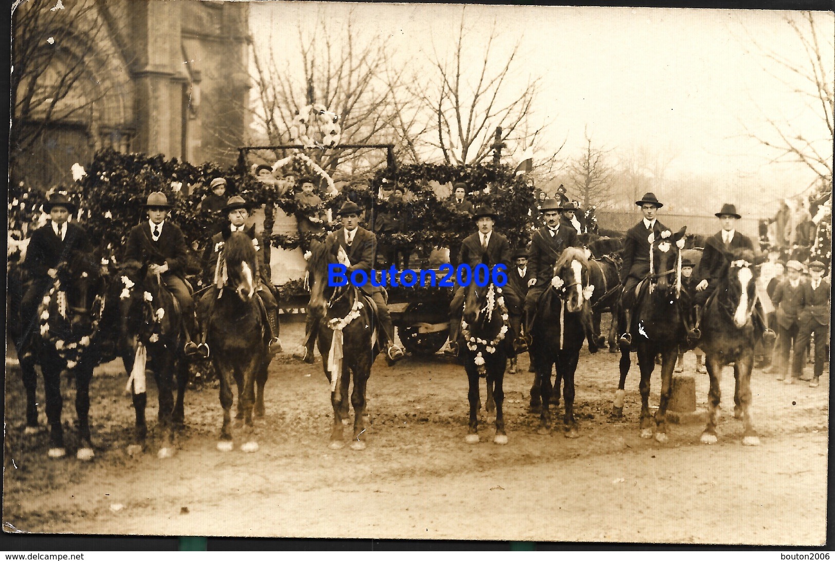 Pontpierre 1924 Baptême Des Cloches Les Cavaliers Devant L'Eglise Près De Faulquemont Morhange Saint Avold - Faulquemont