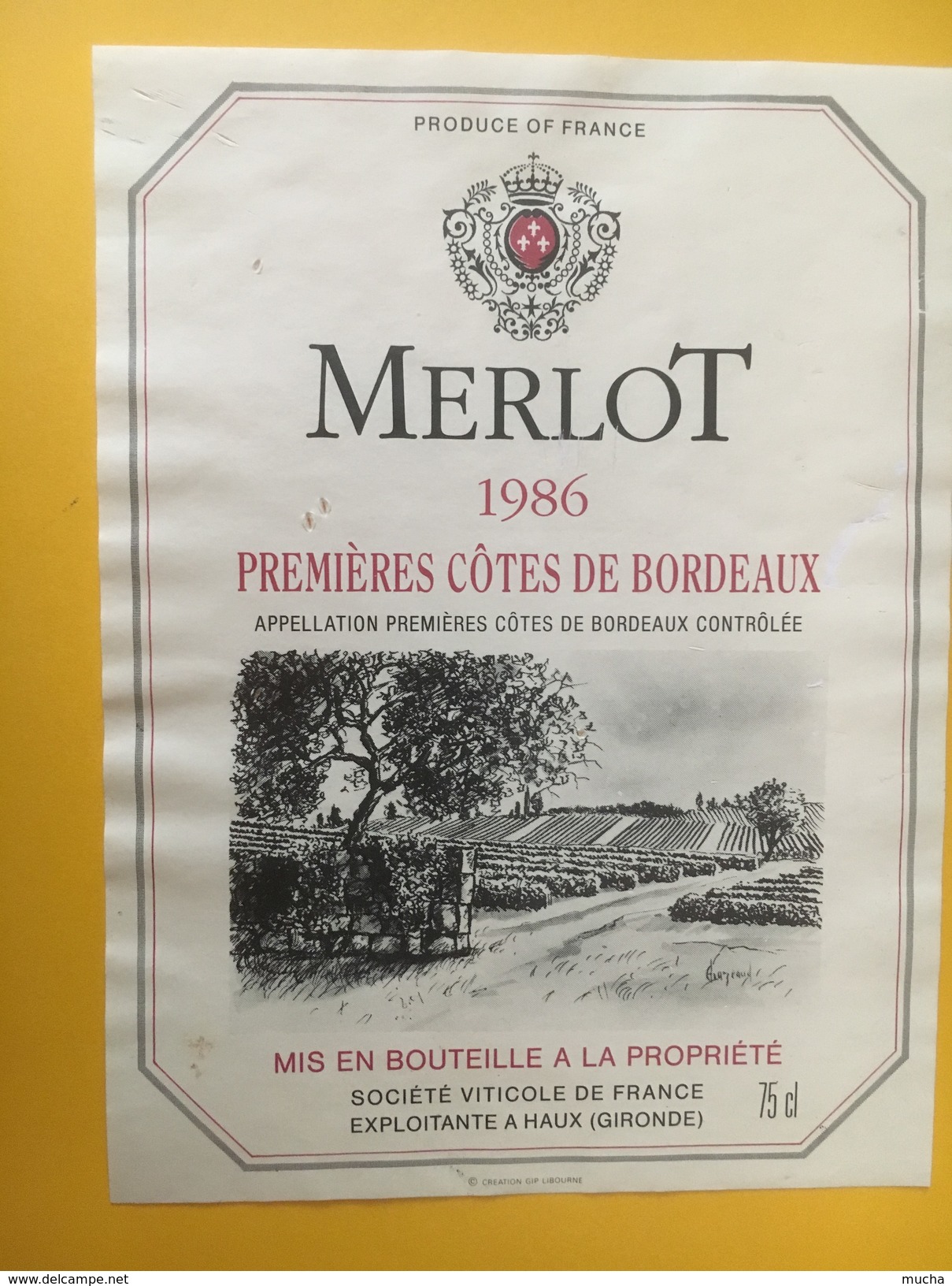 5480 -  Merlot 1986 Premières Côtes De Bordeaux - Bordeaux