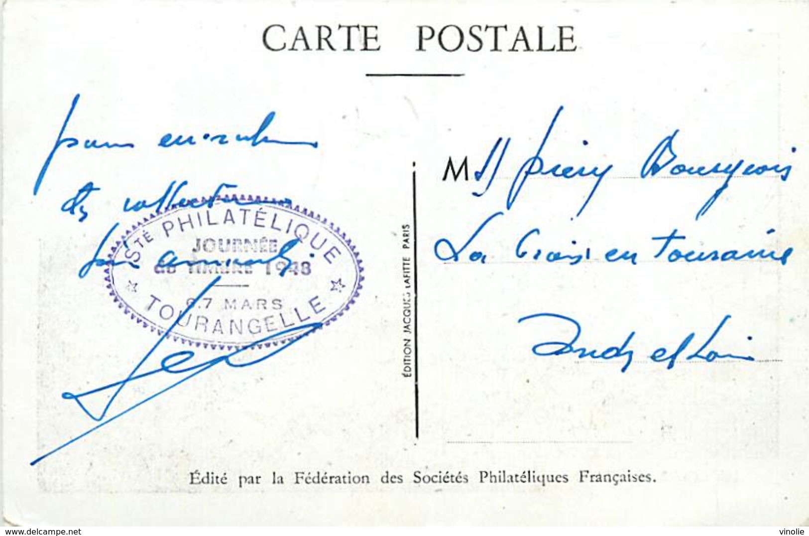 A-17.9504 : CARTE JOURNEE DU TIMBRE  1948. 6-7 MARS TOURS INDRE ET LOIRE ETIENNE ARAGO . LA LOIRE - Lettres & Documents