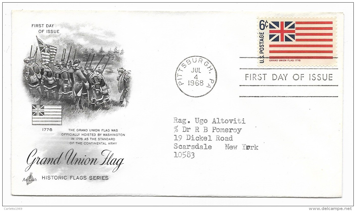 FIRST DAY OF ISSUE  - GRAND UNION FLAG  6 CENT. PITTSBURGH 1968 - Other & Unclassified