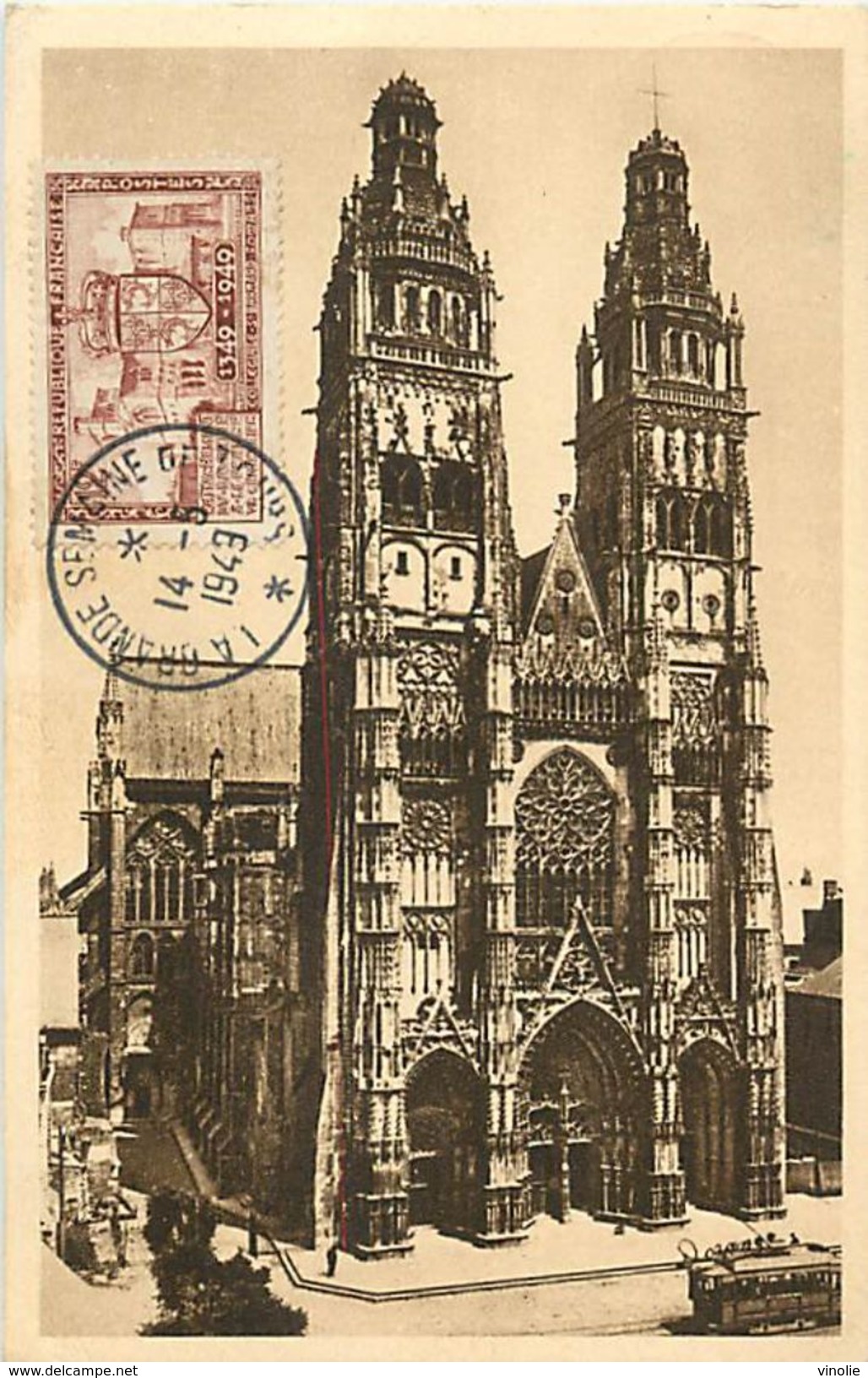 A-17.9505 : CARTE TOURS INDRE ET LOIRE CACHET TEMPORAIRE LA GRANDE SEMAINE DE TOURS 14 MAI 1949 - Lettres & Documents