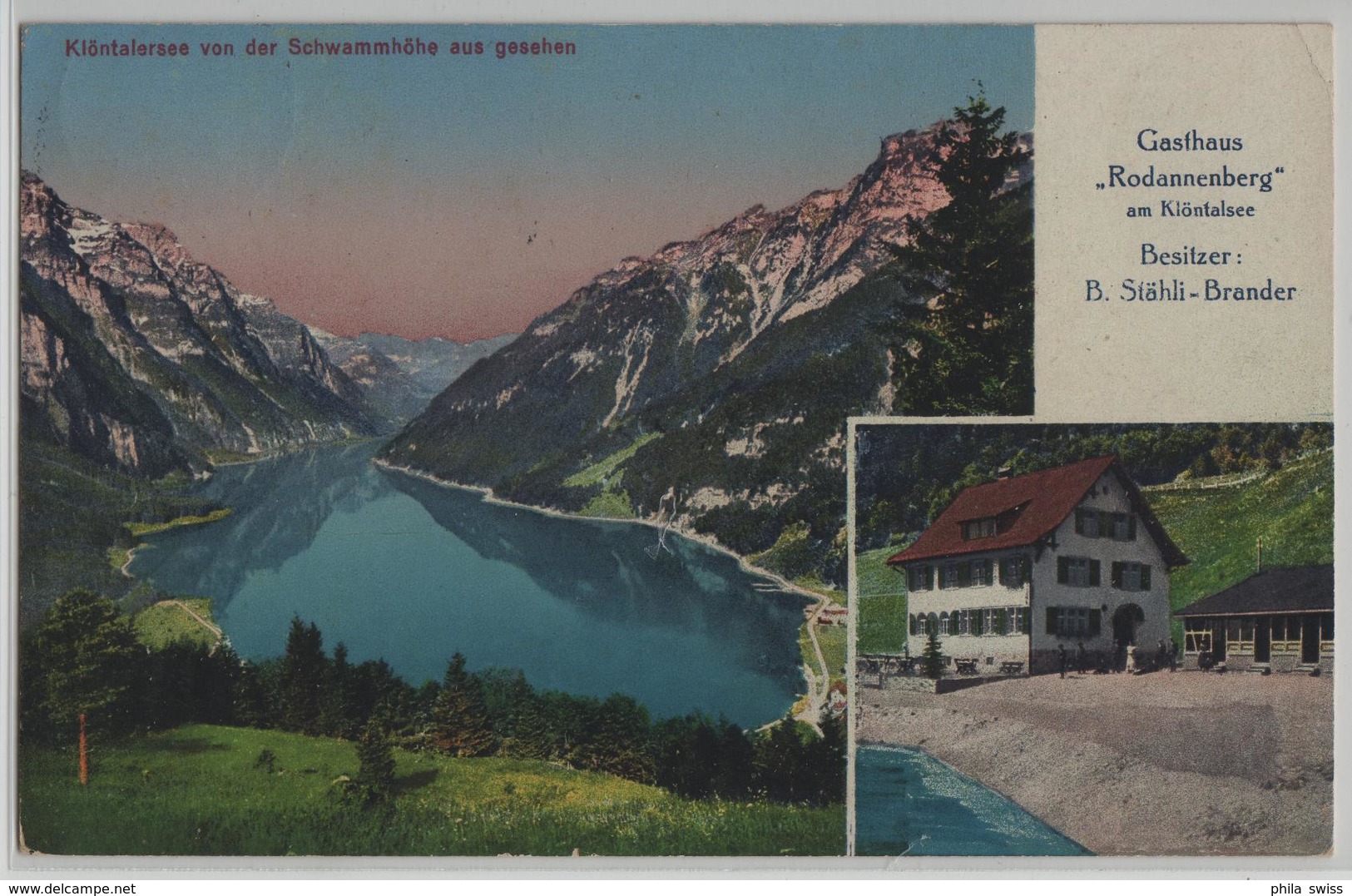 Klöntalersee Von Der Schwammhöhe Aus Gesehen - Gasthaus Rodannenberg - Photo: Schönwetter-Elmer - Elm