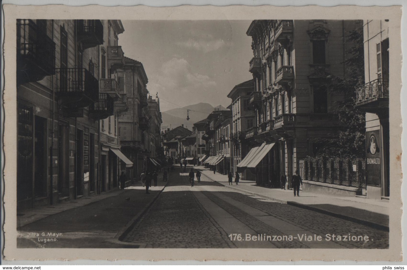 Bellinzona - Viale Stazione - Animee - Photo: Ditta G. Mayr No. 176 - Altri & Non Classificati