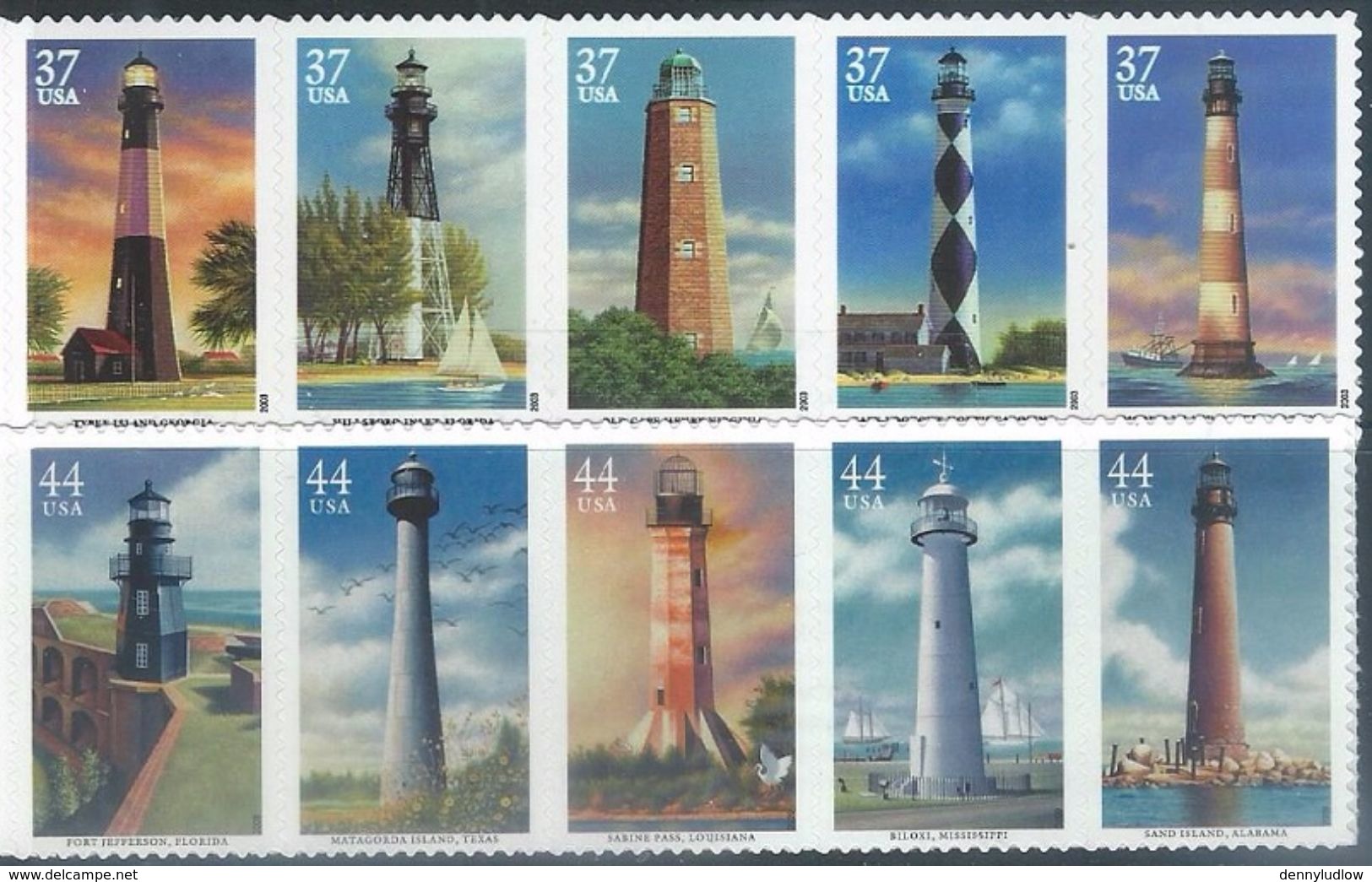 US  2002 37c & 44c Lighthouse Strips  MNH**    Face $4.05 - Leuchttürme