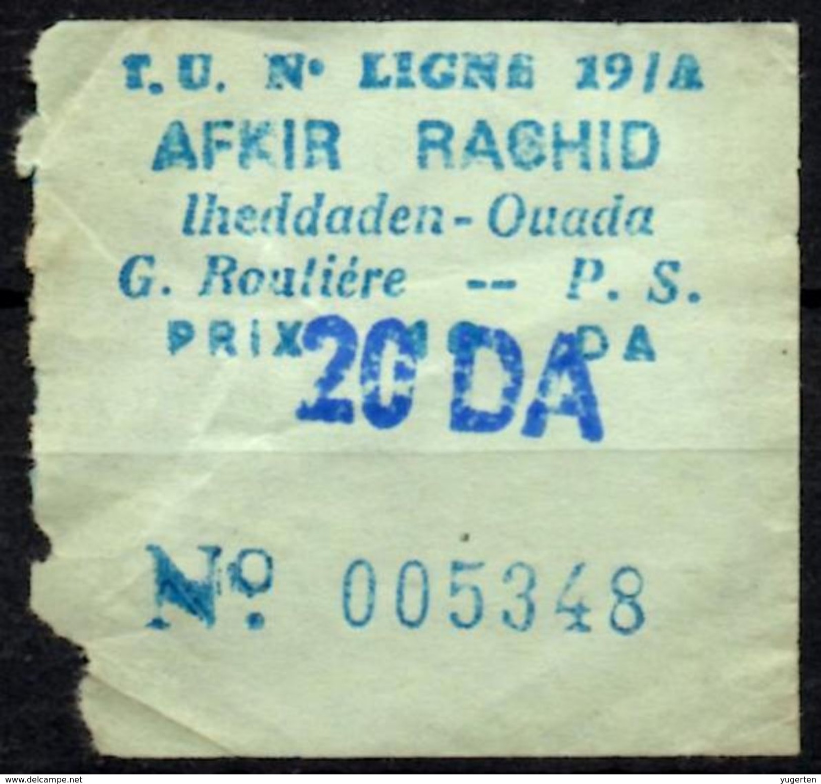 Ticket Transport Algeria Bus Afkir Rachid - Bejaia - Wereld