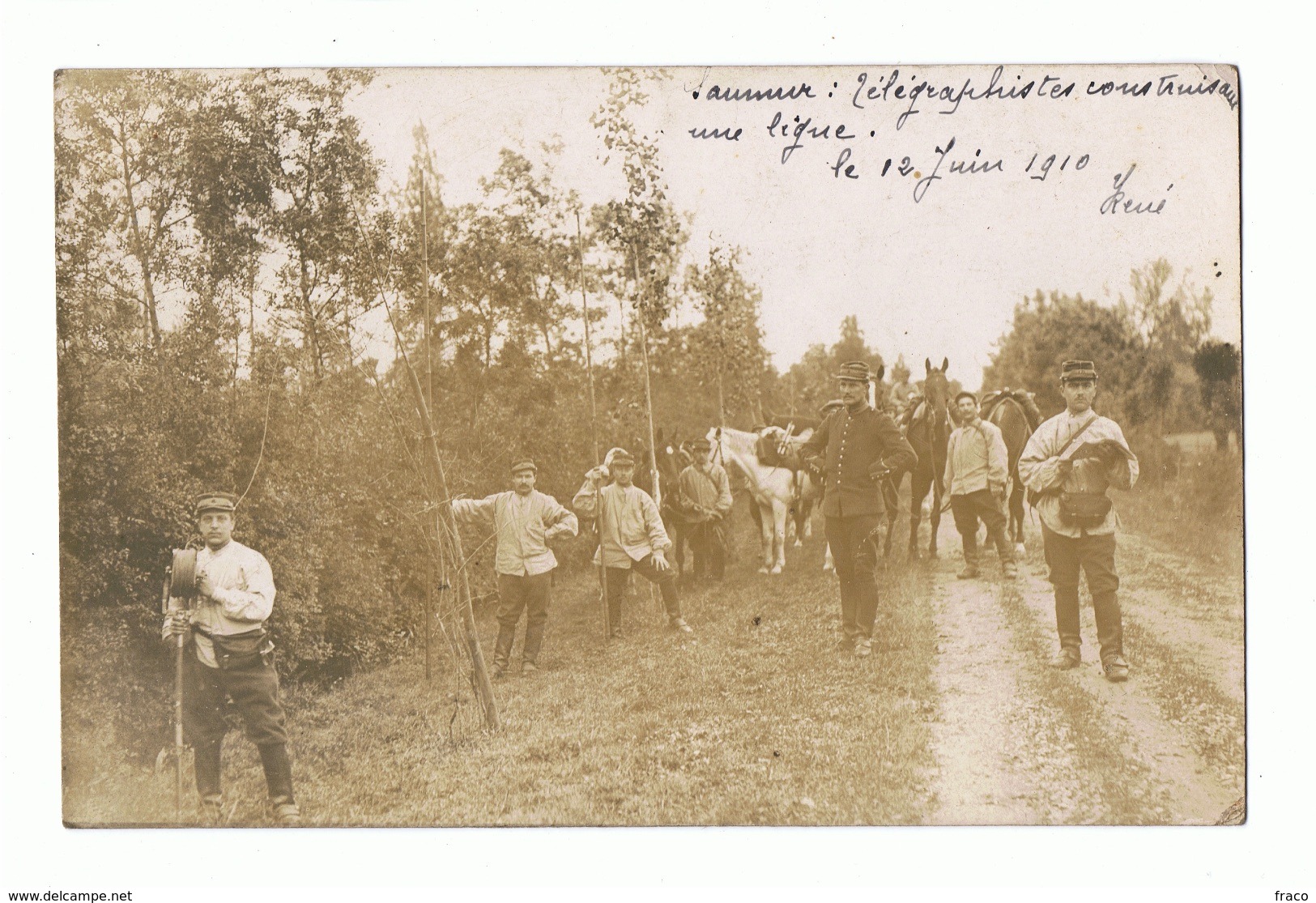 Cavaliers Télégraphistes à SAUMUR Ecole D'application De Cavalerie 1910 - 1914-18