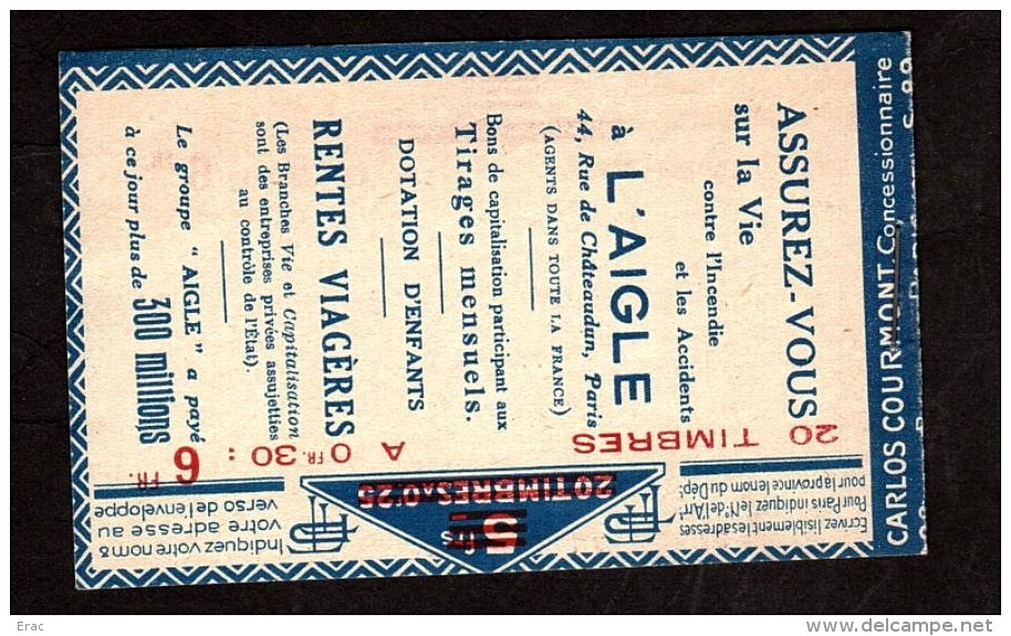 France - Carnet 191-C1 - Semeuse 30cts Rose - Guyot - Aigle - Evian - Non Complet - Autres & Non Classés