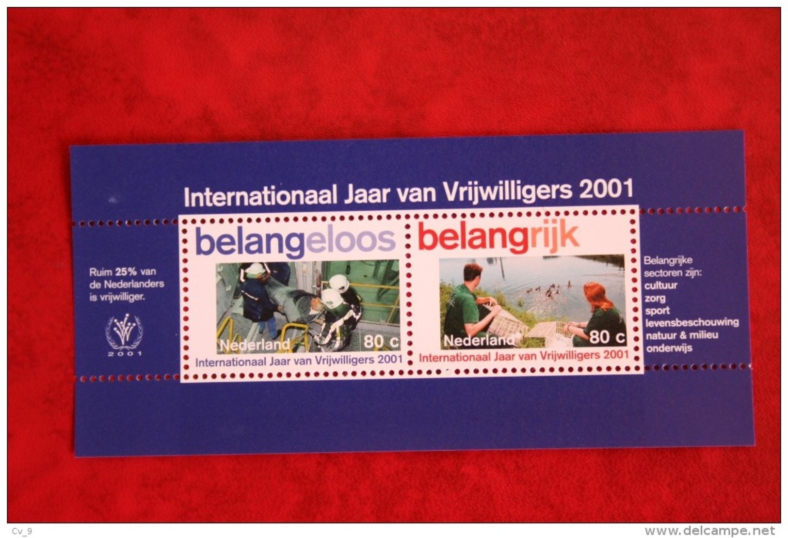 Blok Belangeloos NVPH 1968 (Mi Block 69) 2001 POSTFRIS / MNH  NEDERLAND / NETHERLANDS - Unused Stamps