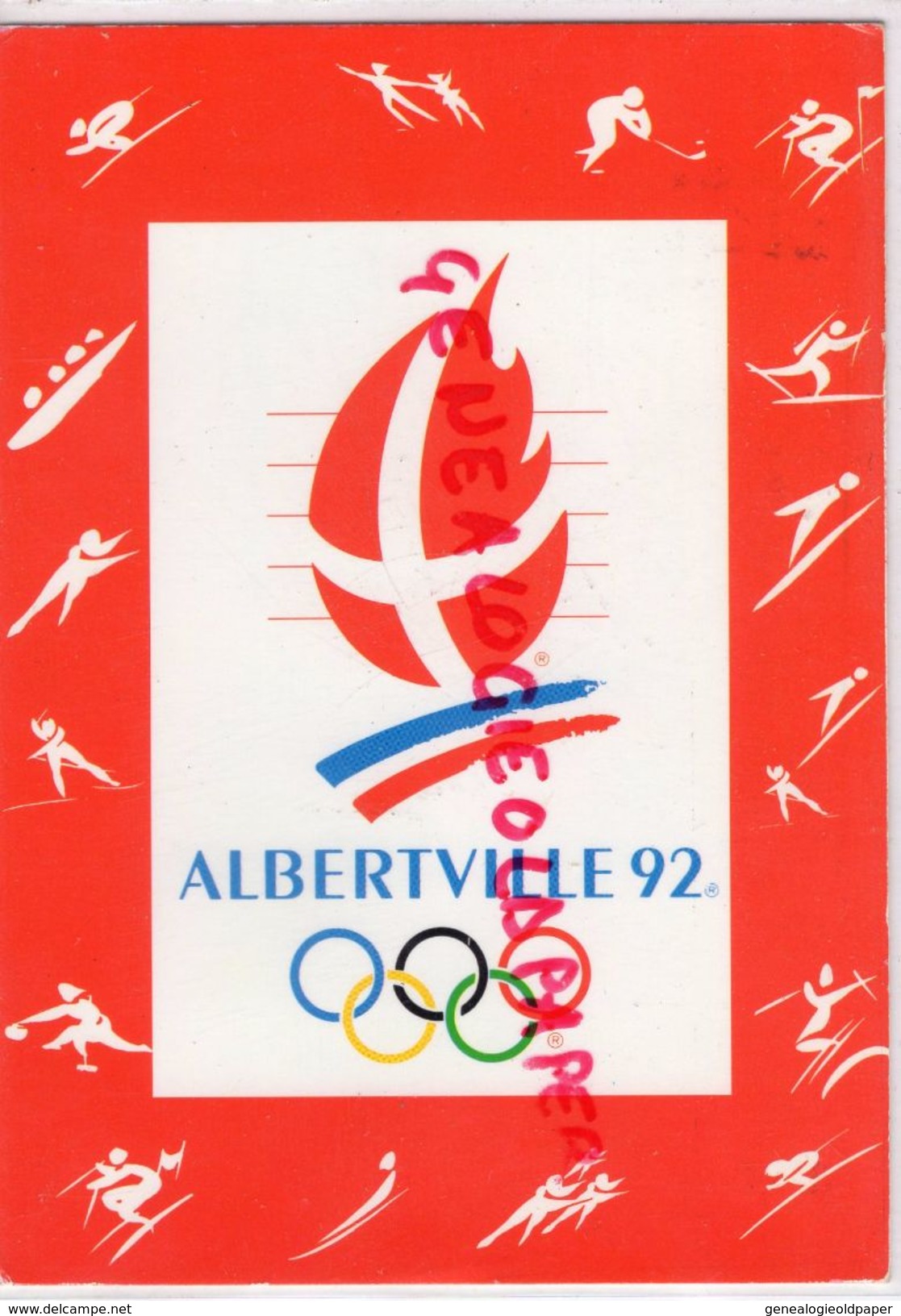 73- ALBERTVILLE 92  AVEC TIMBRE PARCOURS FLAMME OLYMPIQUE - Albertville