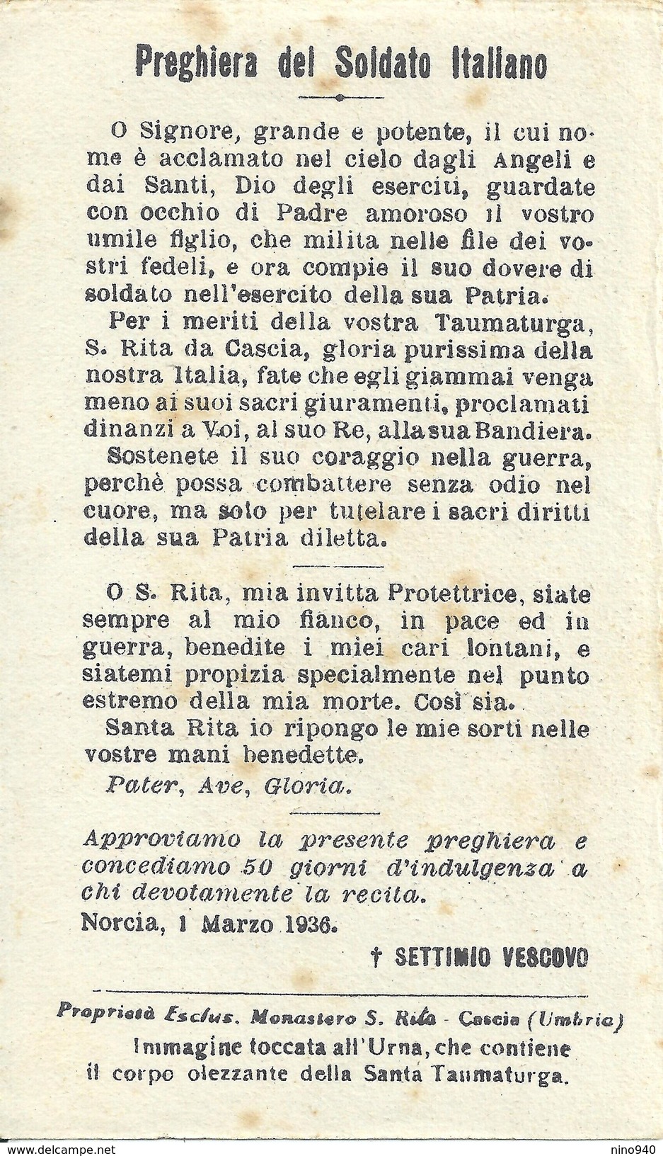 MILITARE - S. RITA PROTETTRICE DEI SOLDATI -  E - PR - Religión & Esoterismo