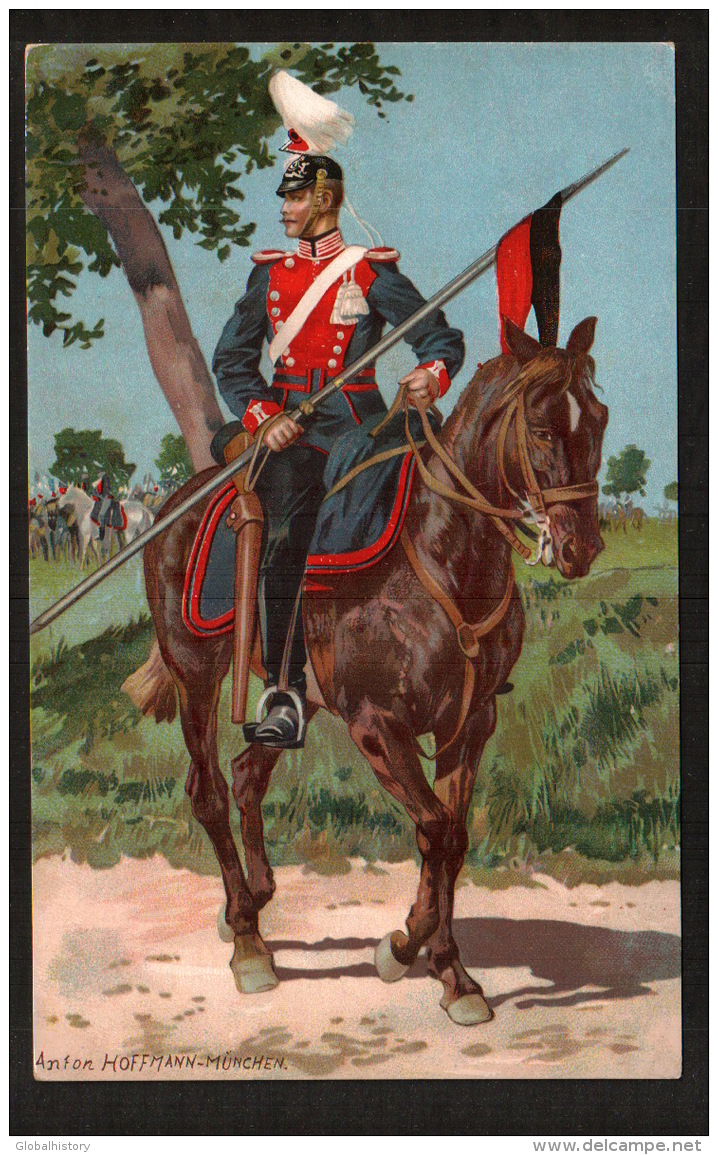 DD2350 MILITAIR SOLDIER ON HORSE ANTON HOFFMAN DEUTSCHE ARMEE KUNSTLER POSTCARD - Uniformes