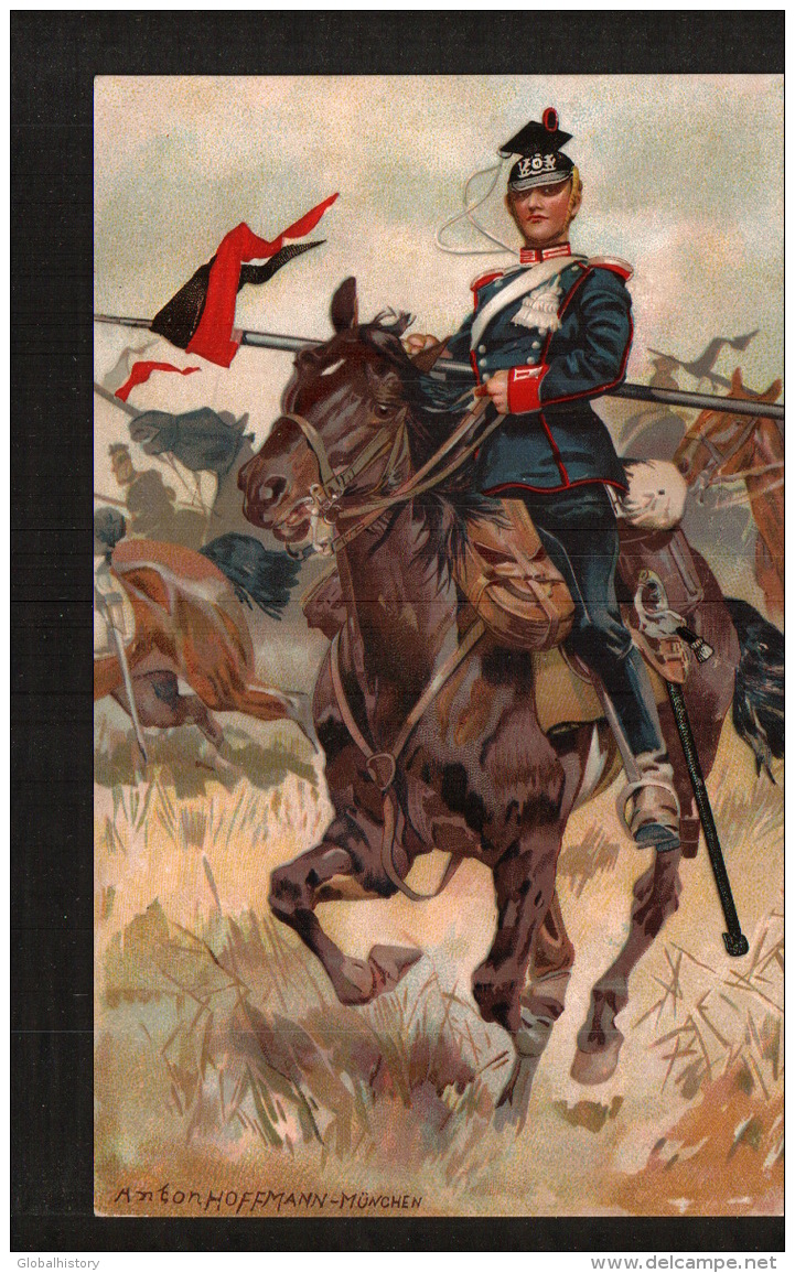 DD2354  MILITAIR SOLDIER ON HORSE ANTON HOFFMAN DEUTSCHE ARMEE KUNSTLER POSTCARD - Uniformen