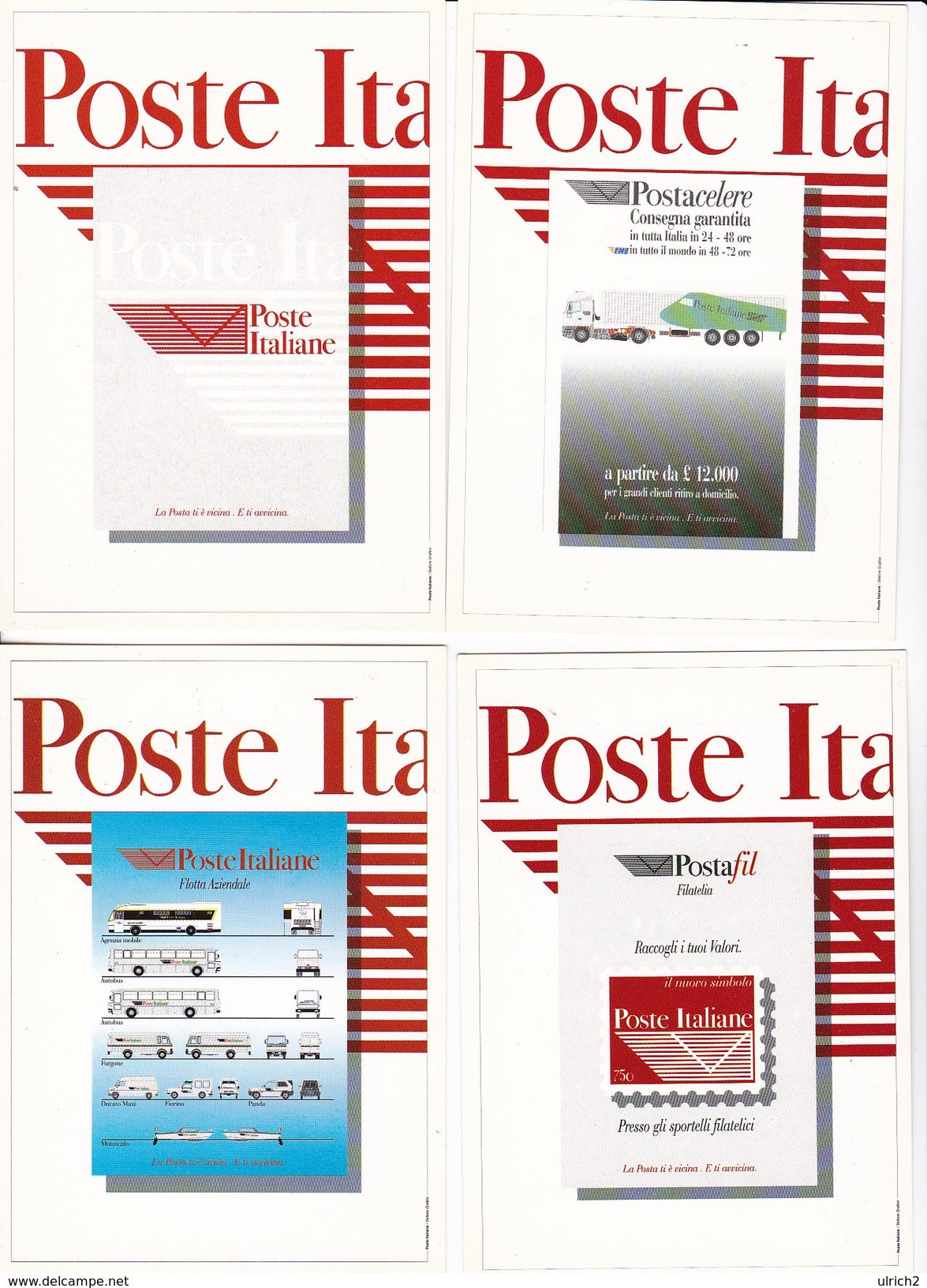 4*PC Poste Italiana - Werbung - Flotta (31096) - Poste & Facteurs