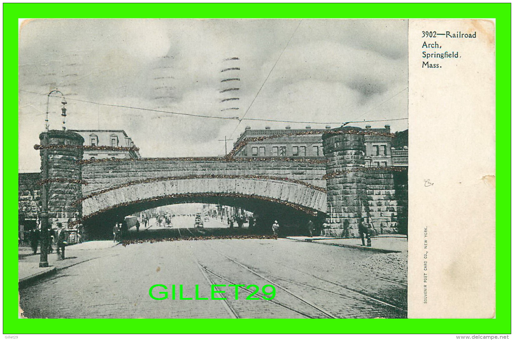 SPRINFIELD, MA -RAILROAD ARCH - SPARKLES - ANIMATED - TRAVEL IN 1909 - - Springfield