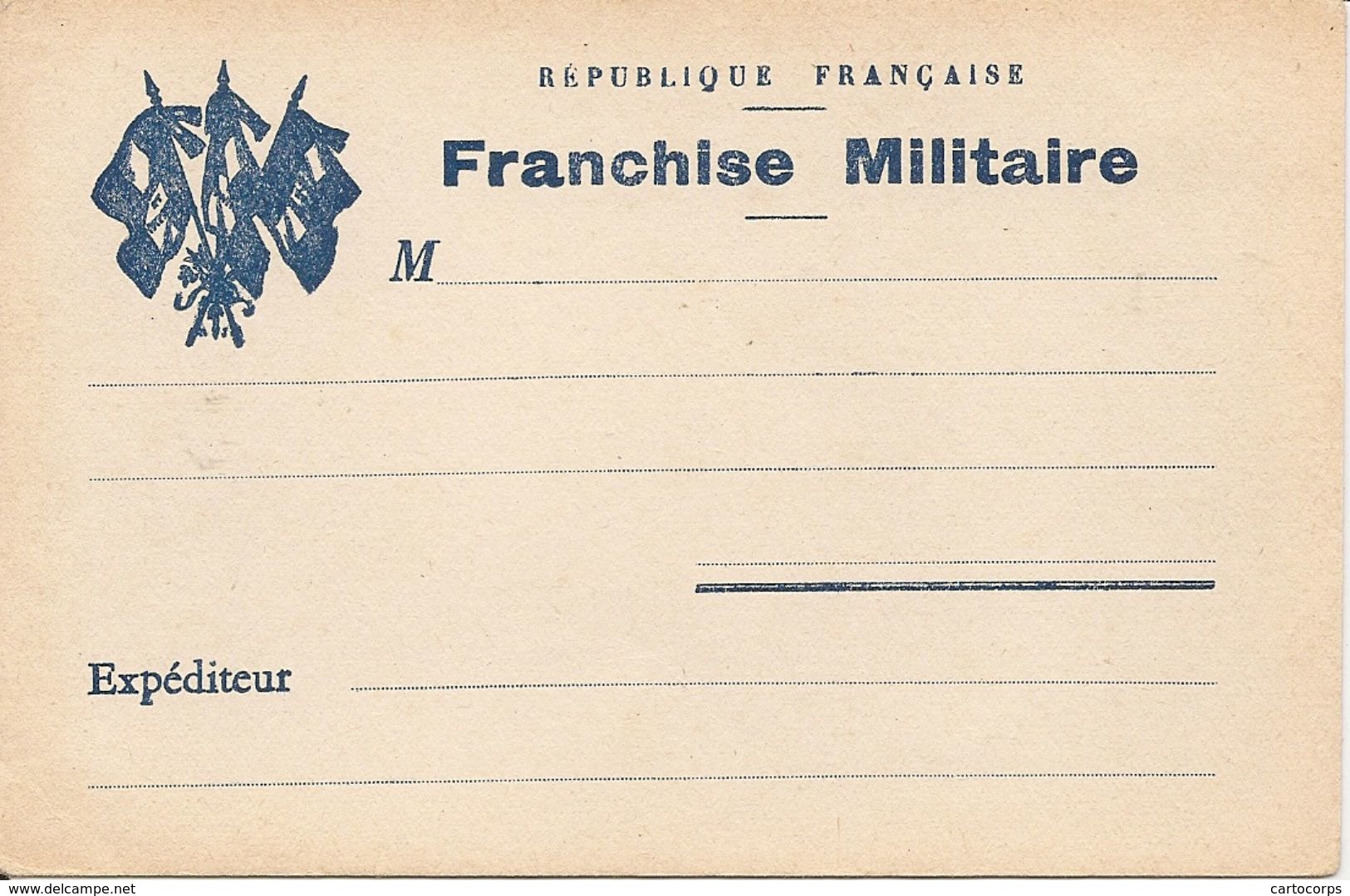 Franchise Militaire - République Française - Carte Sans Dos - Guerre 1914-18 - Autres & Non Classés