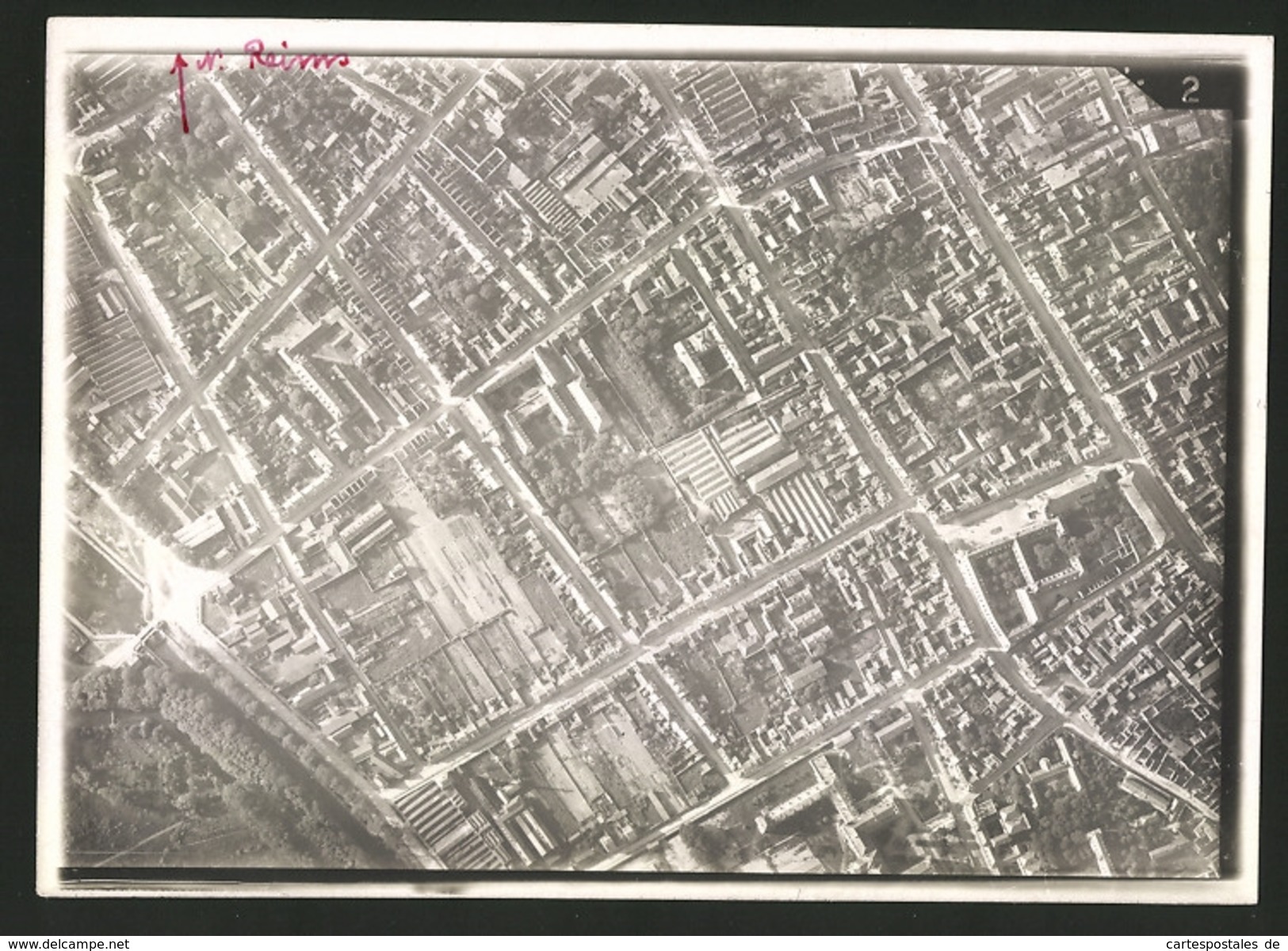 Photo 1.WK,  Vue De Reims, Vue Aérienne Einer Fliegerabteilung Zeigt Bereich Der Innenstadt - Oorlog, Militair