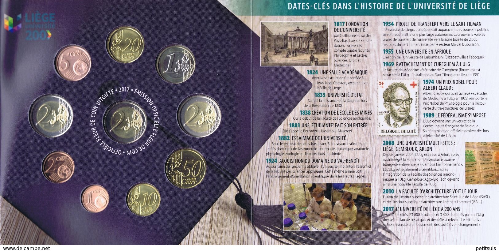 Belgium Euro Coins Set 2017 FDC - 200 Years Universities Of Ghent And Liège - Bélgica