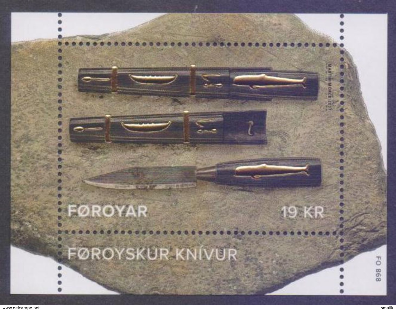 FAROE ISLANDS 2017 MNH - SEPAC Faroese Knife, Gold Foil Embossed, Miniature Sheet - Faroe Islands