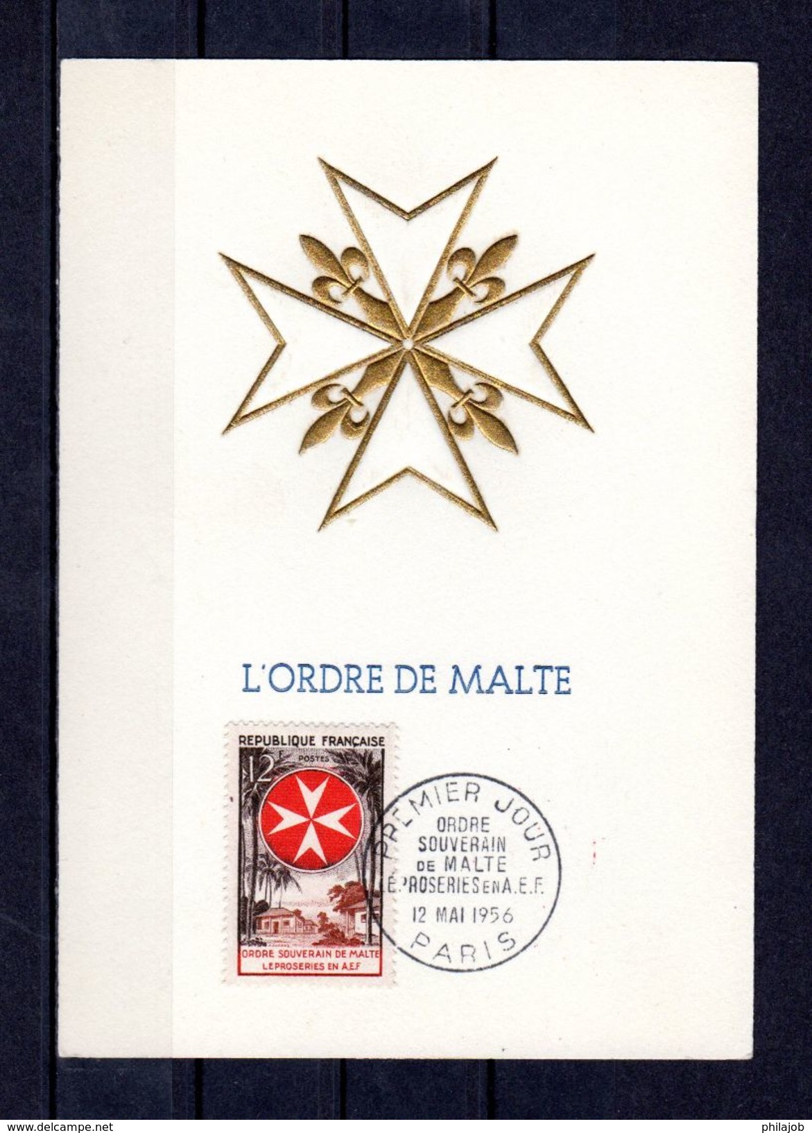 " L'ORDRE DE MALTE " Sur Carte Maximum En RELIEF De 1956. N° YT 1062. Parfait état. CM - 1950-1959