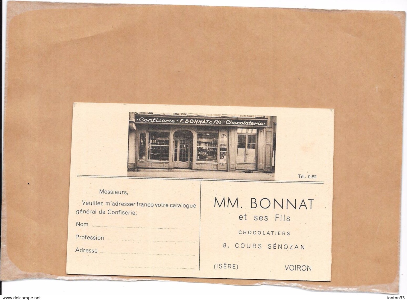 VOIRON - 38 - Carte Double - CHOCOLATIERS MM BONNAT - Commande Catalogue - BERG1 - - Voiron