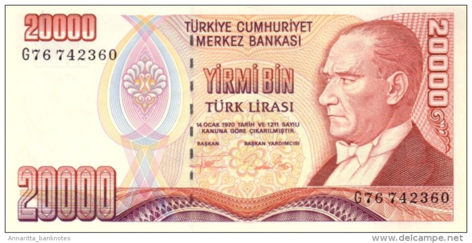 TURKEY 20000 TURK LIRASI L.1970 (1995) P-202a UNC  [TR280a] - Turkey