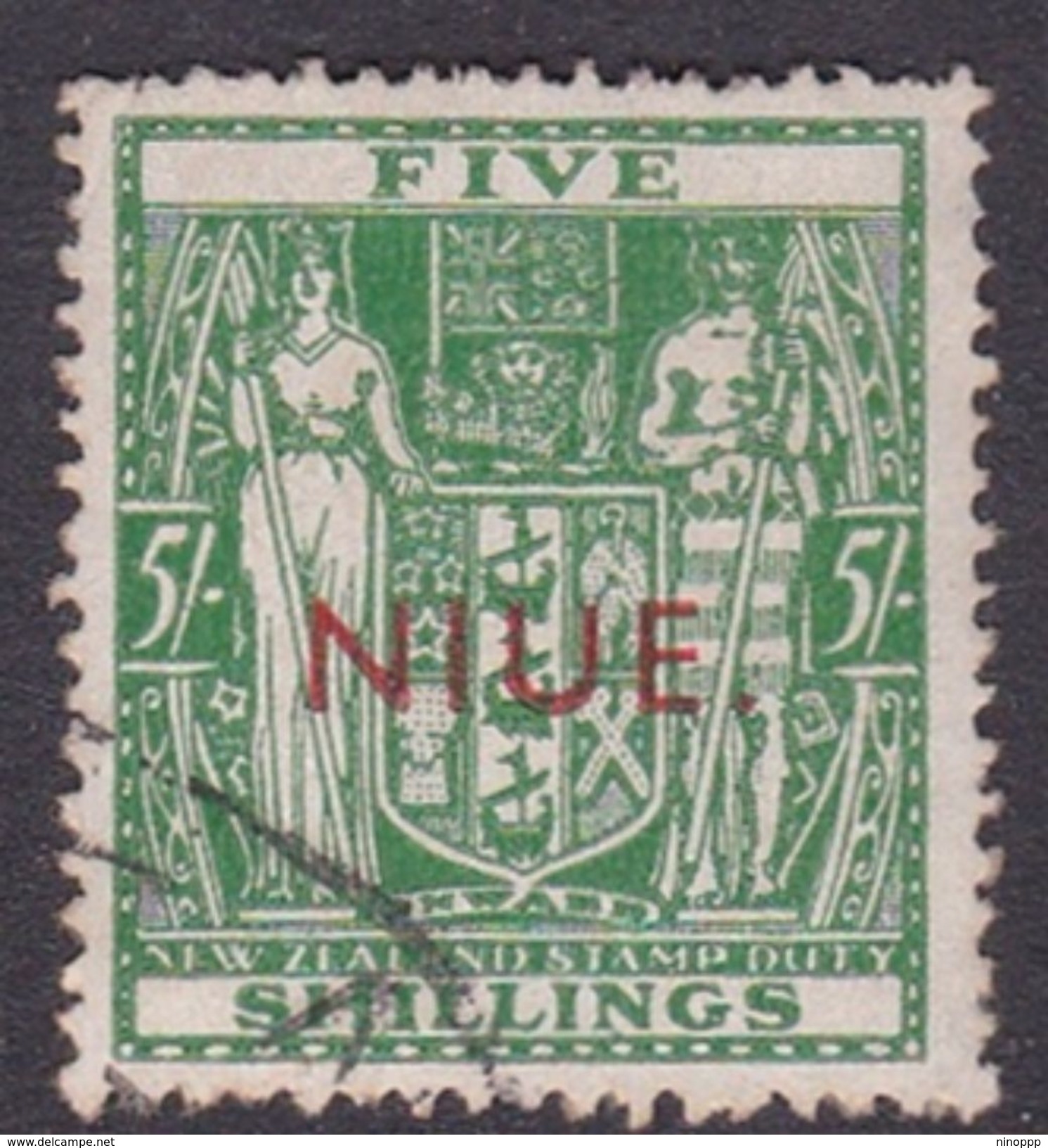 Niue Scott 89B 1941 Arms 5 Shillings Used - Niue