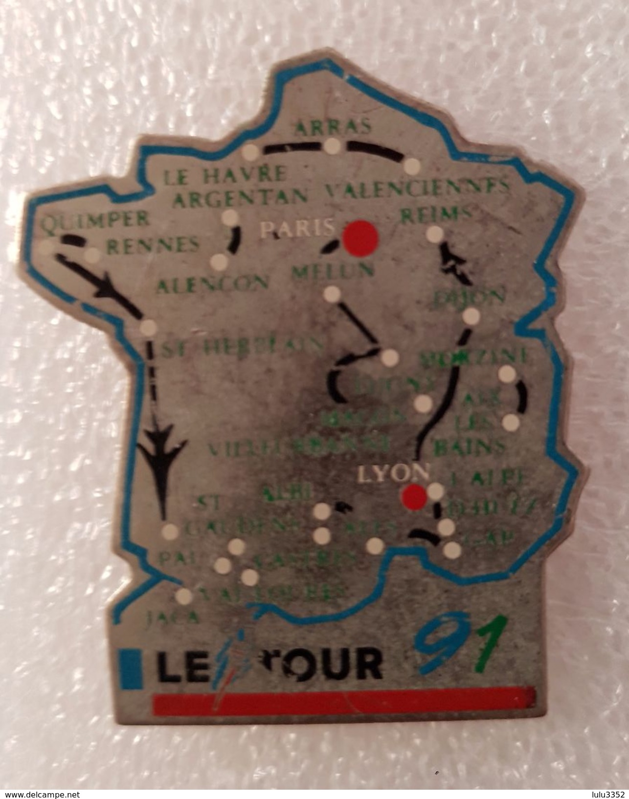 Pin's CYCLISME TOUR DE FRANCE 1991 "  Carte Du Tour De France 1991" - Wielrennen