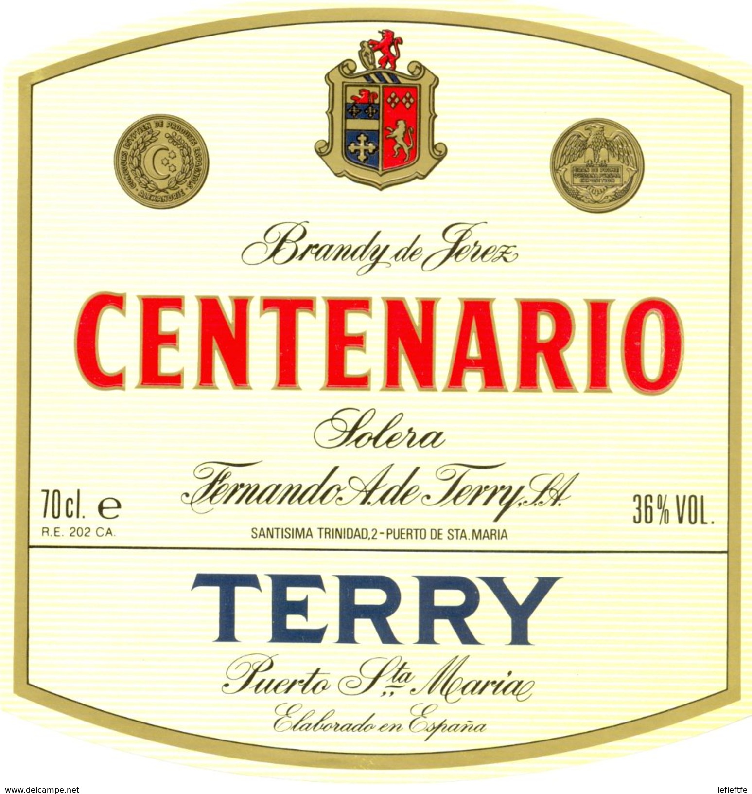 1359 - Espagne - Andalousie - Brandy De Jerez - Centenario - Solera - Fernando A. De Terry - Puerto De Santa Maria - Autres & Non Classés