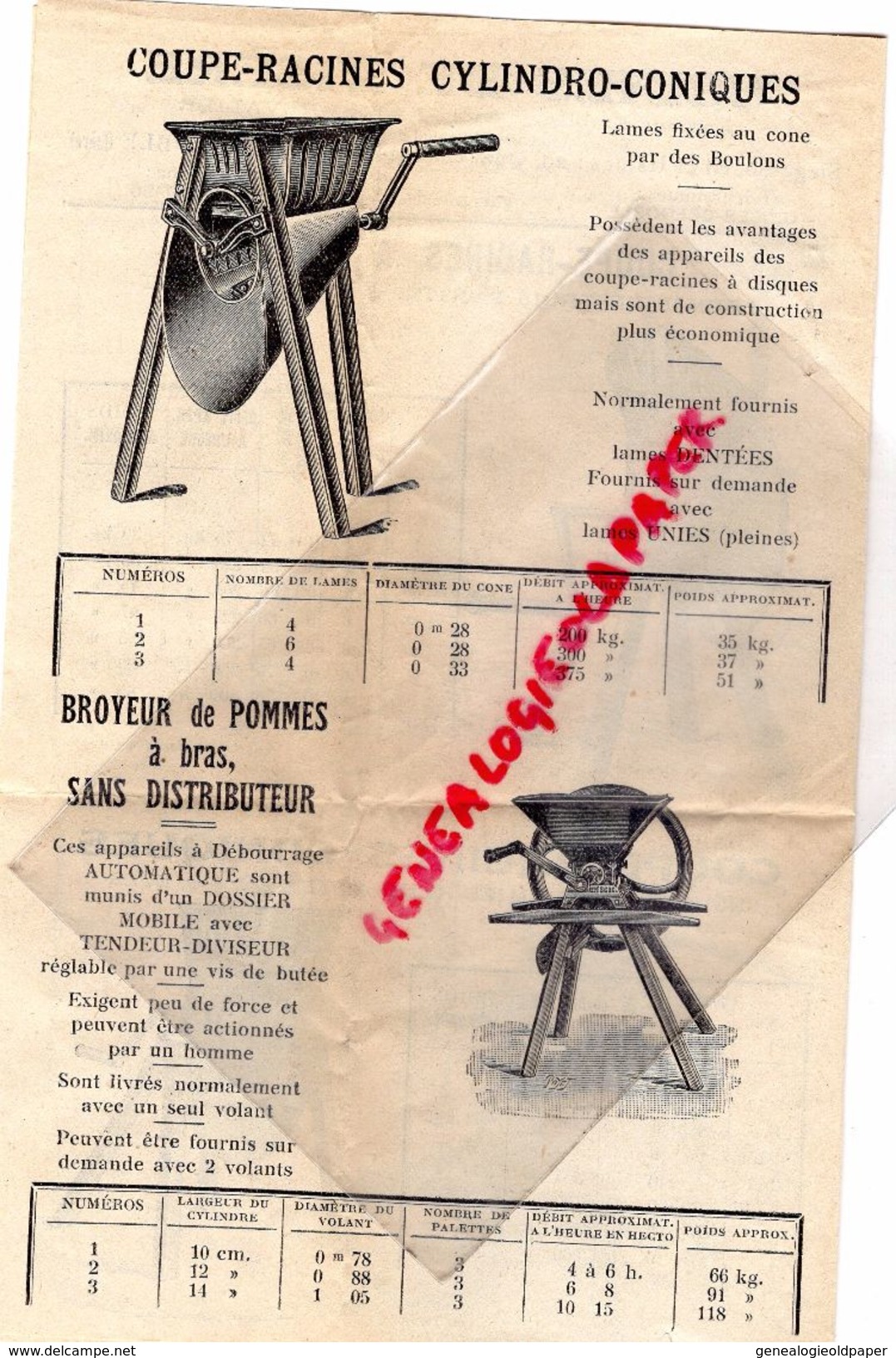 38- GRENOBLE- PUBLICITE USINES DE L' ISERE-PRAT ET CHEVALIER-29 QUAI CLAUDE BERNARD- COUPE RACINES PRESSOIR-AGRICULTURE - 1900 – 1949