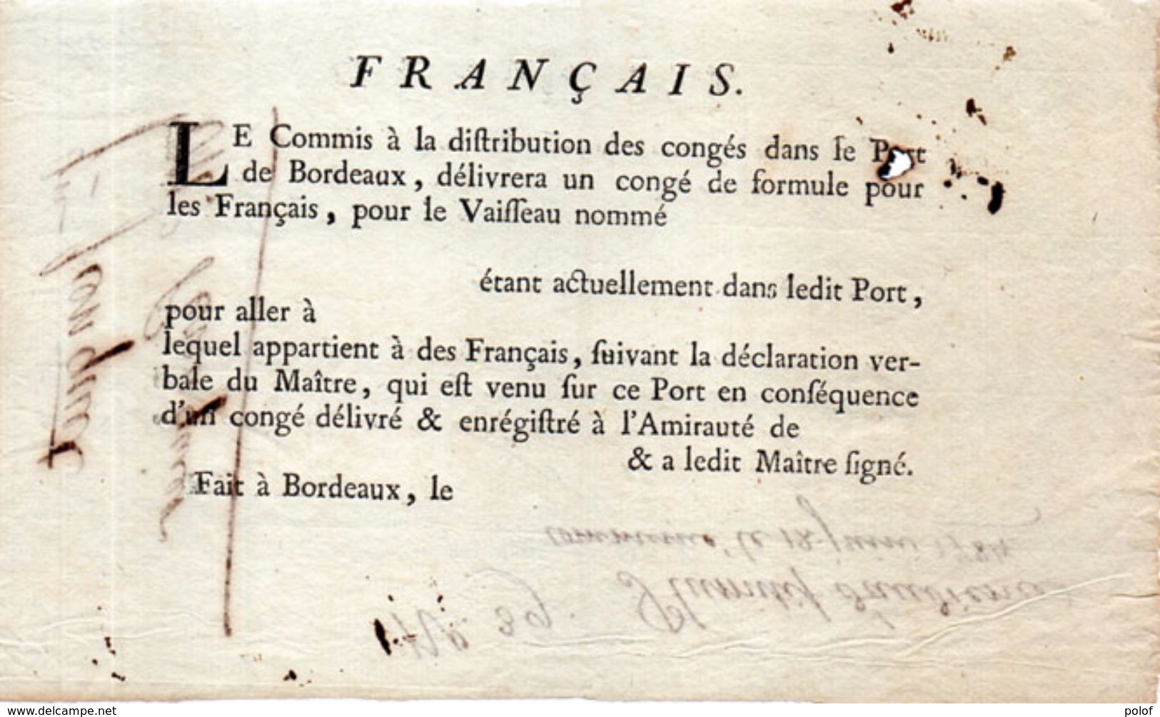Plumitif D' Audience Commencé Le 12 Juin 1784 (Jonquet Et Perruquier) Port De Bordeaux   (100824) - Documents Historiques