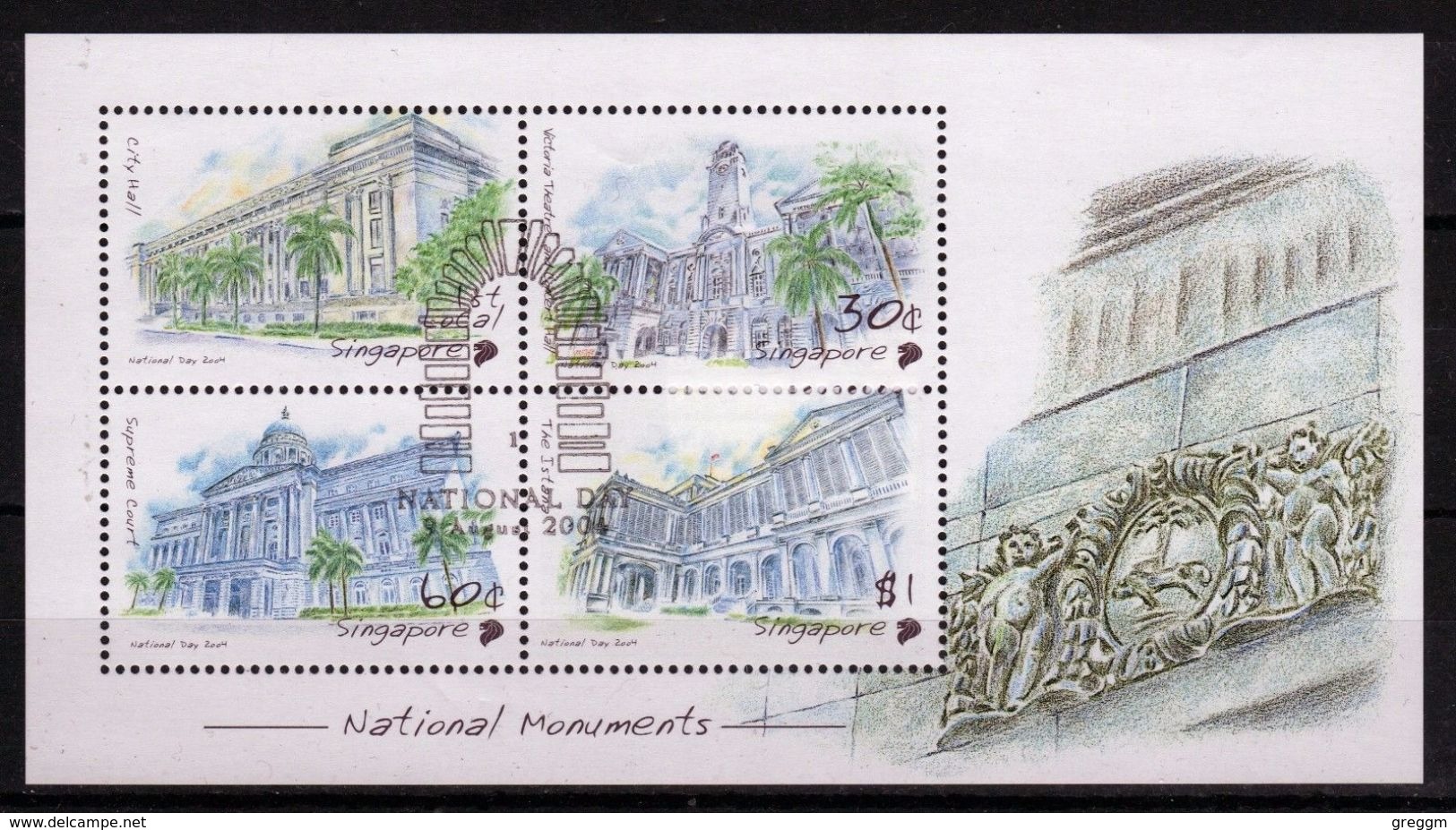 Singapore Mini Sheet To Celebrate National Day Monuments. - Singapore (1959-...)