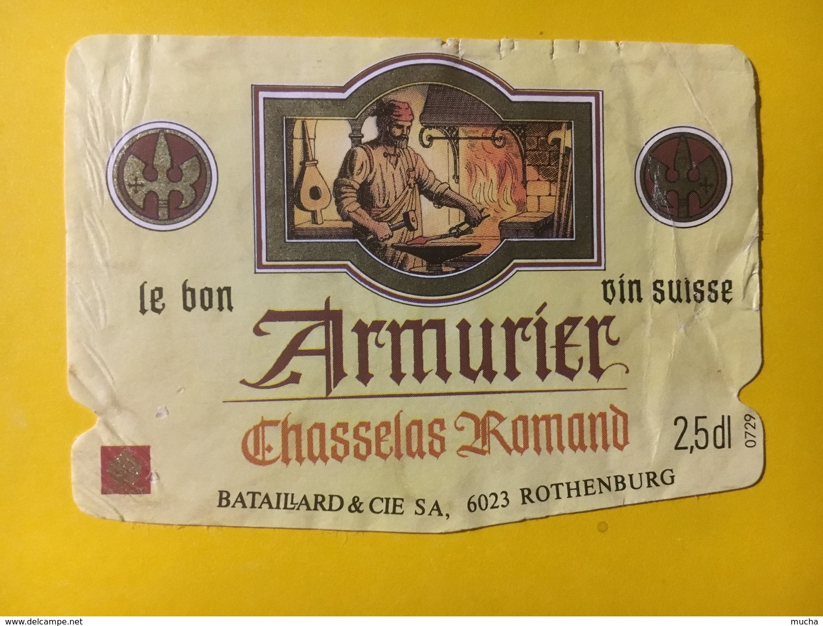 5496 - Armurier Chasselas Romand Suisse 2.5dl Petite étiquette - Métiers