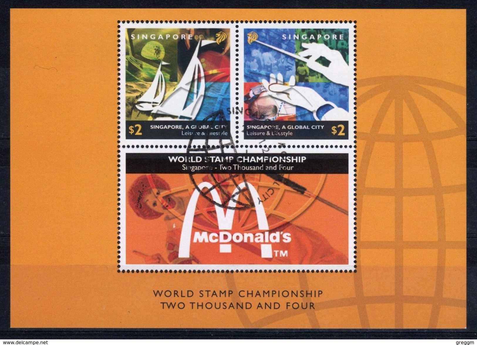 Singapore Mini Sheet To Celebrate World Stamp Championships - McDonald's. - Singapore (1959-...)