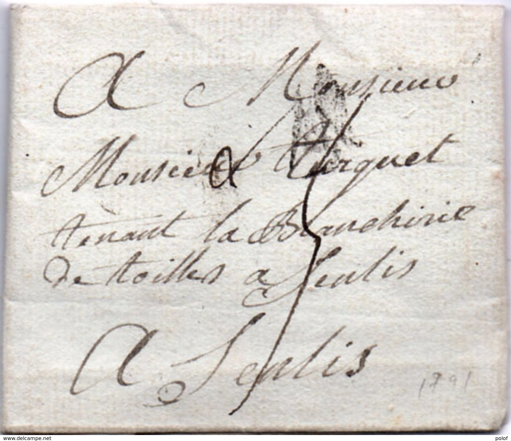 Lettre (LAC)  Adressée De PARIS A SENLIS  En 1791   (100825) - 1701-1800: Précurseurs XVIII