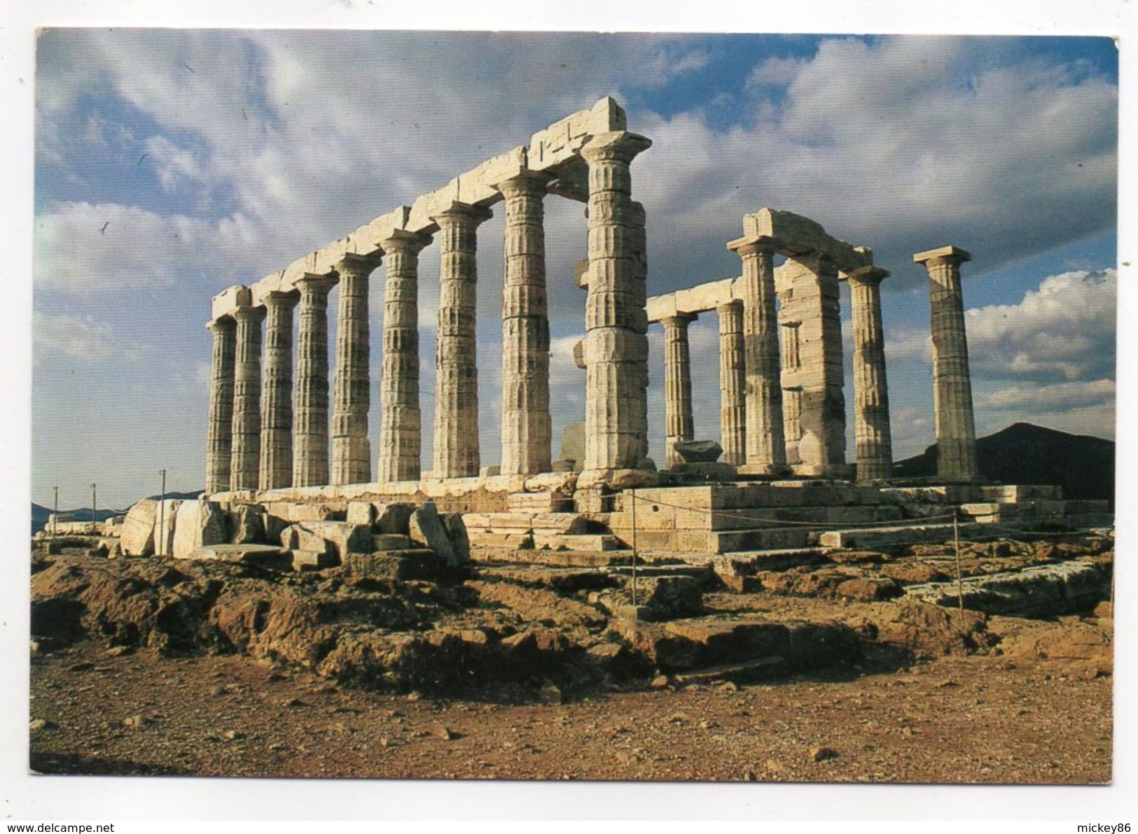 Grèce--CAP SOUNION--1993--Vue Partielle Du Temple De Poséidon Pris De La Cote Est--cachet-timbre - Grèce