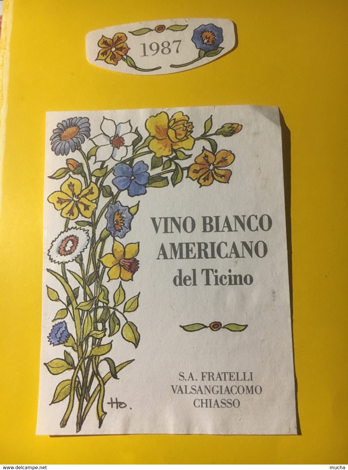 5501 - Vino Bianco Americano Del Ticino 1987 Suisse - Blumen