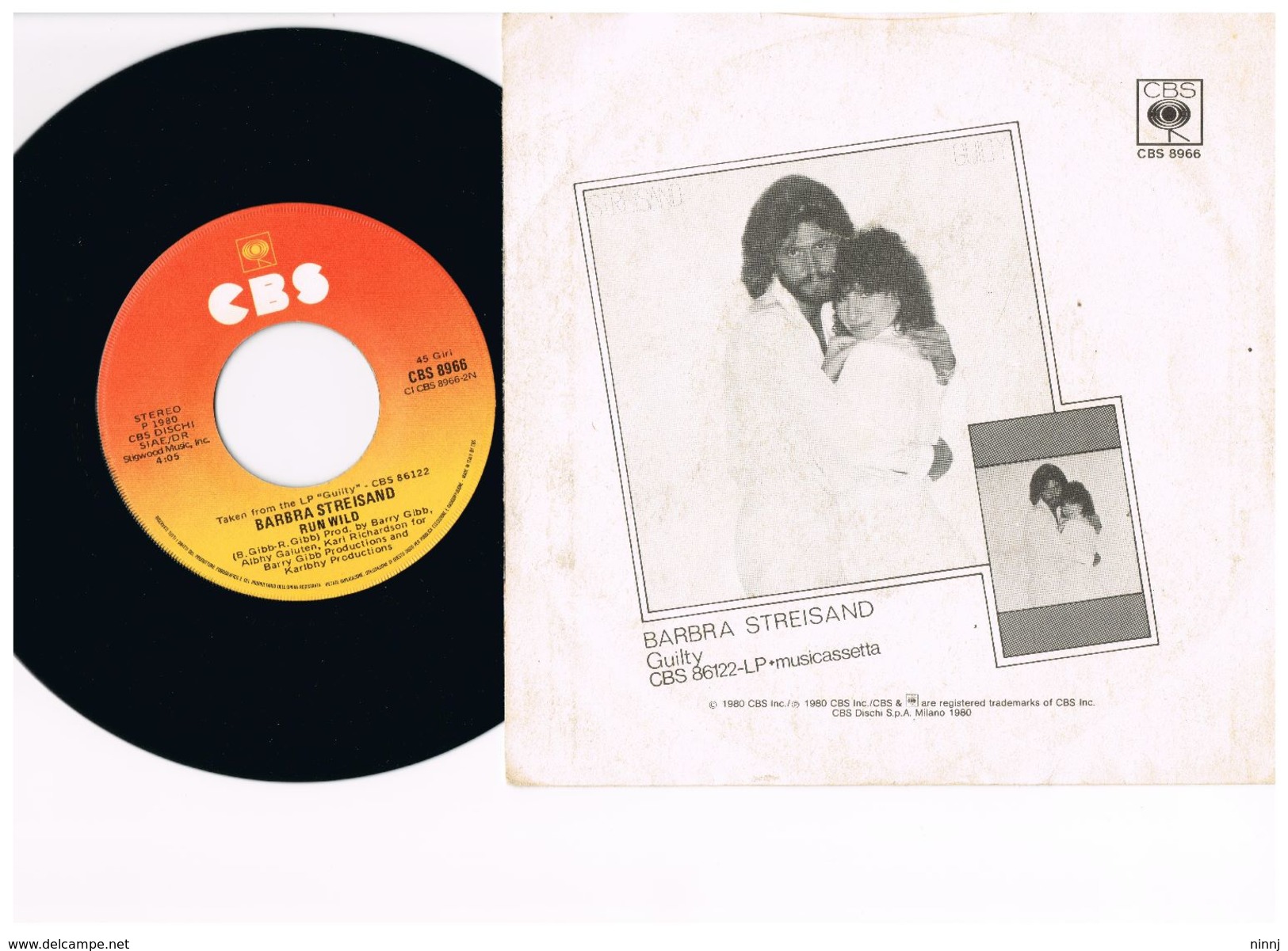 4- Italia  - 45 Giri - Barbara Streisand - Woman In Love - Run Wild - Colecciones Completas